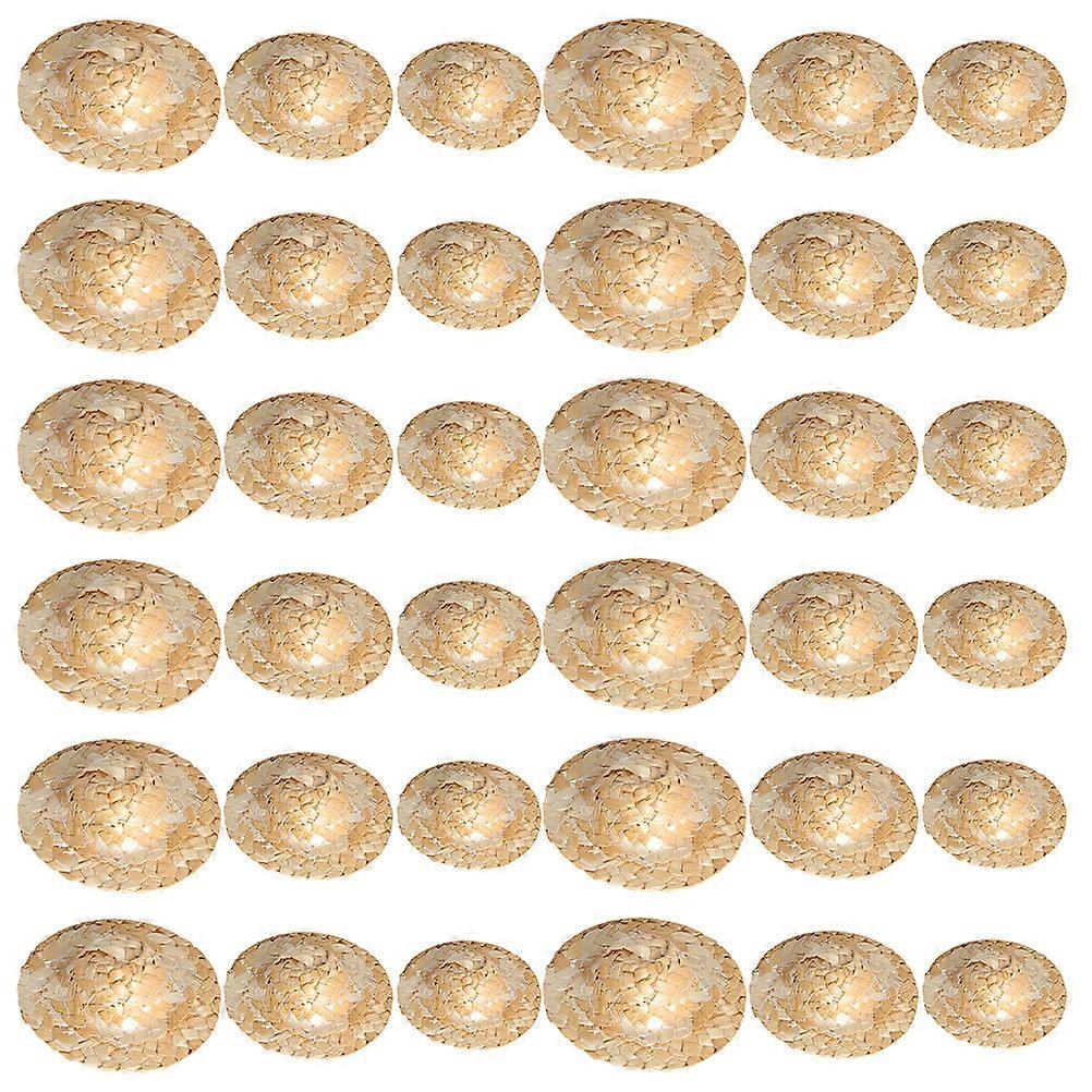 36pcs Mini Woven Straw Hats for DIY Crafts, Realistic Small Doll Hats, Lightweight Photo Props for Dollhouse Decor & Handmade Projects