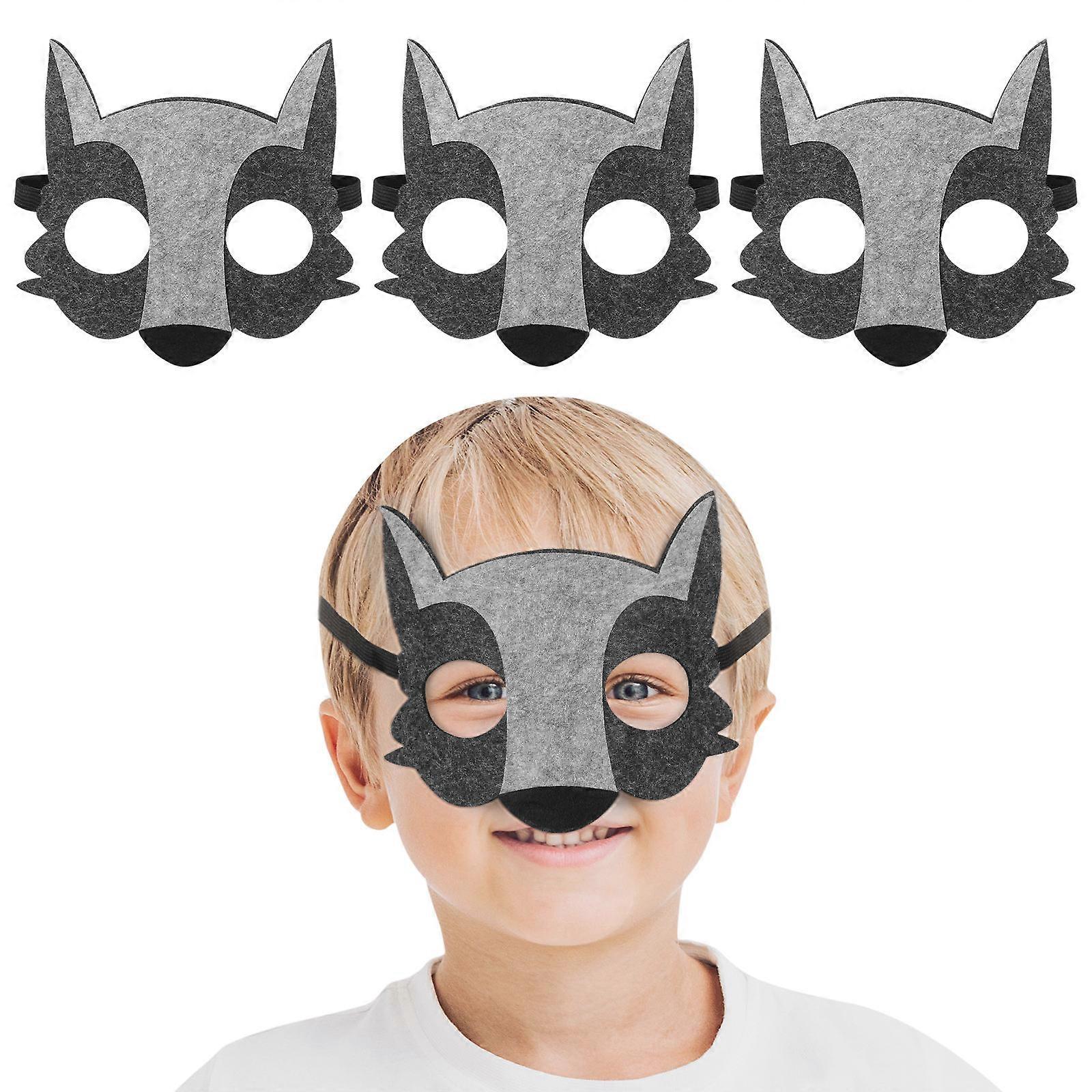 4pcs Half Face Wolf Masks for Halloween Cosplay Realistic Felt Masquerade Dress Up Accessories for Parties & Festivals