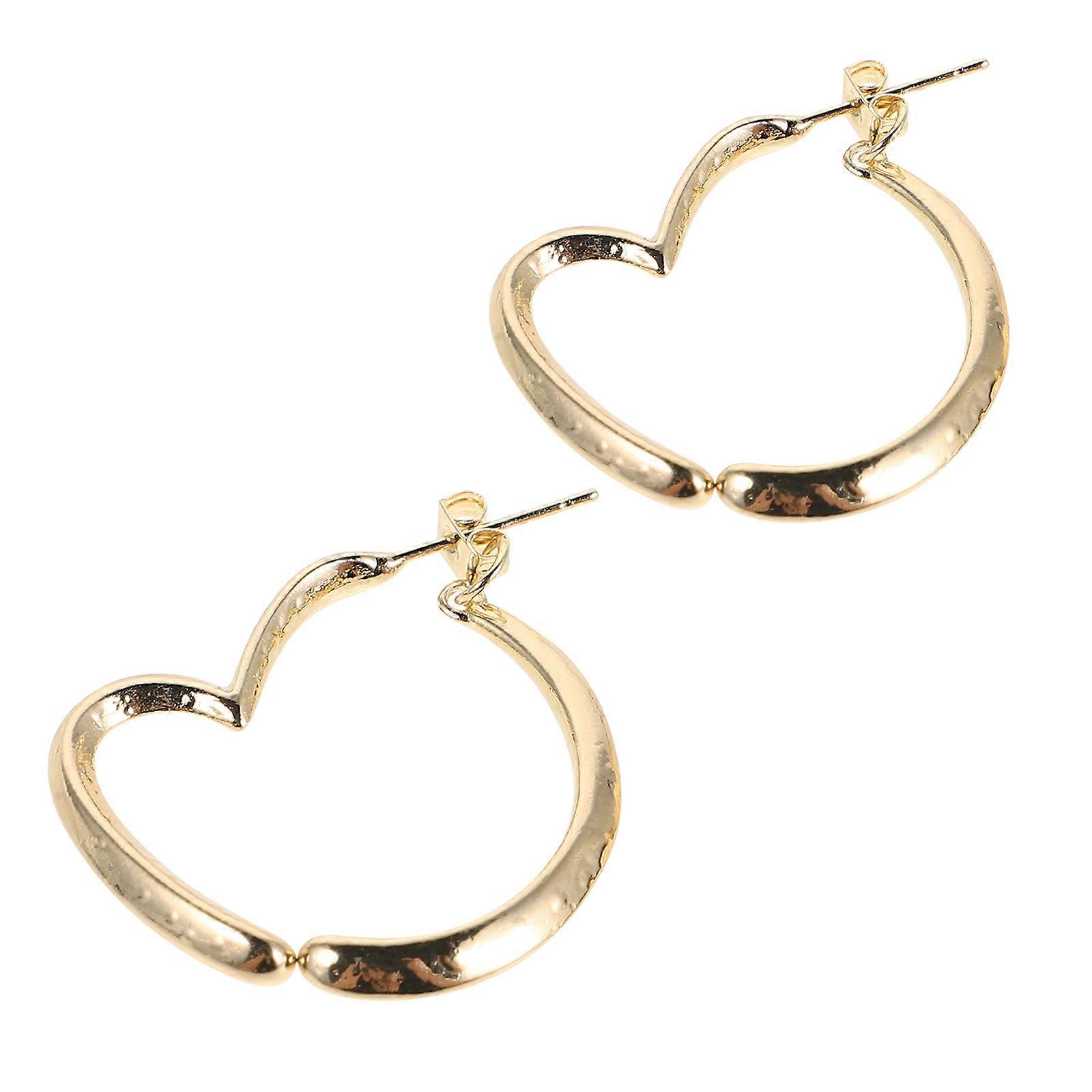 Asymmetrical Heart Gold Hoop Earrings for Women – Lightweight Irregular Dangle Drop Jewelry with Polished Finish, Comfortable Statement Accessory for