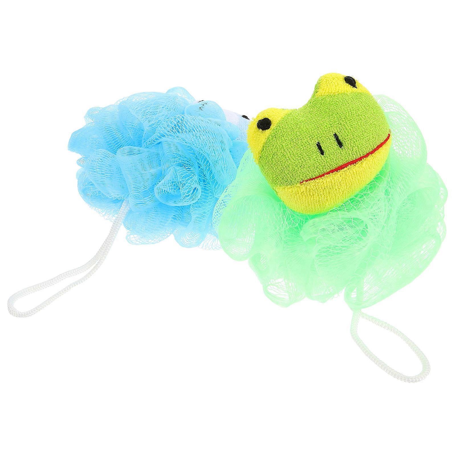 Toddler Bath Sponge 2Pcs Shower Loofah Cartoon Design For Kids Bathing Time Assorted Color Foam Generation
