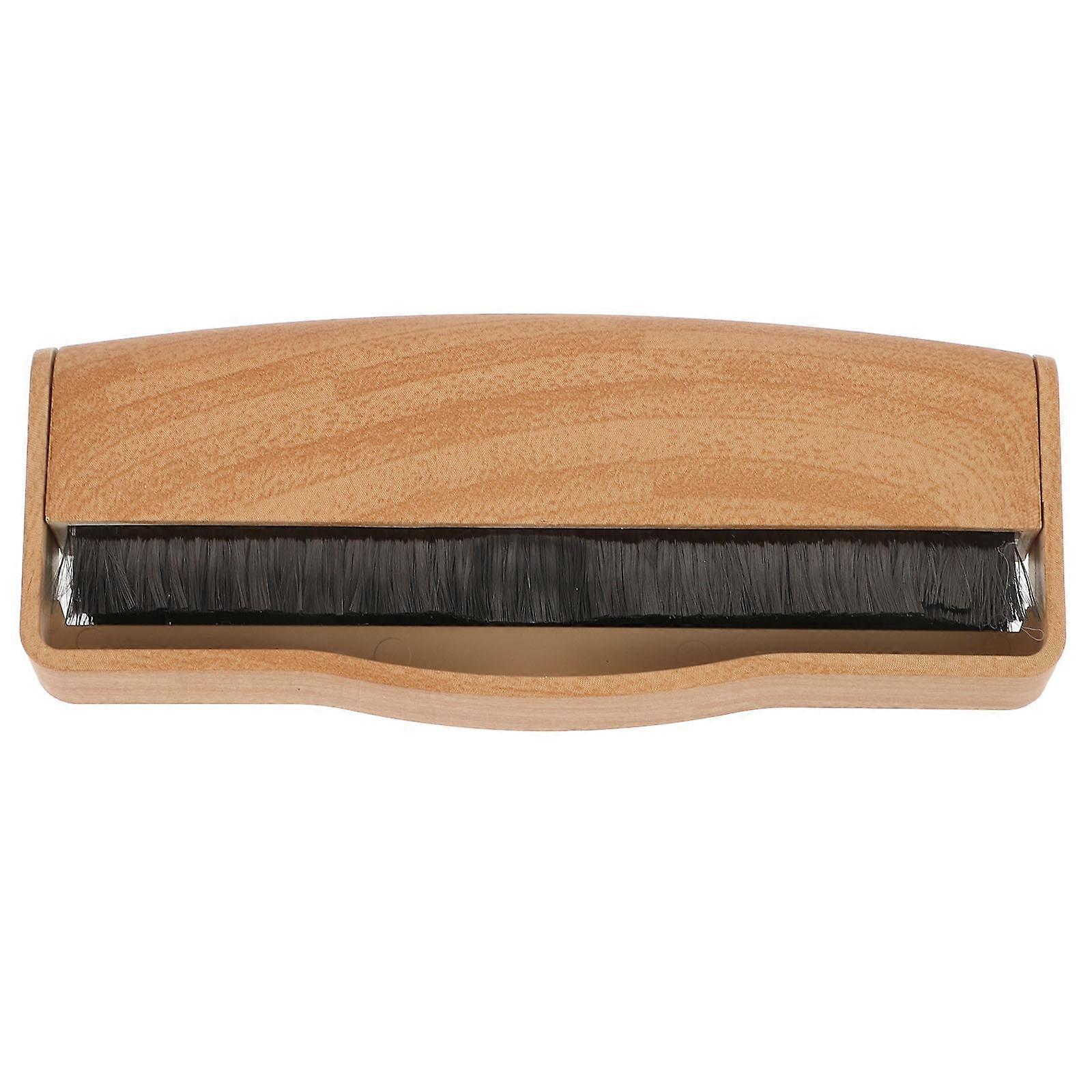 Portable Anti-static Vinyl Record Brush for Cleaning Ensures Clear Khaki Wooden