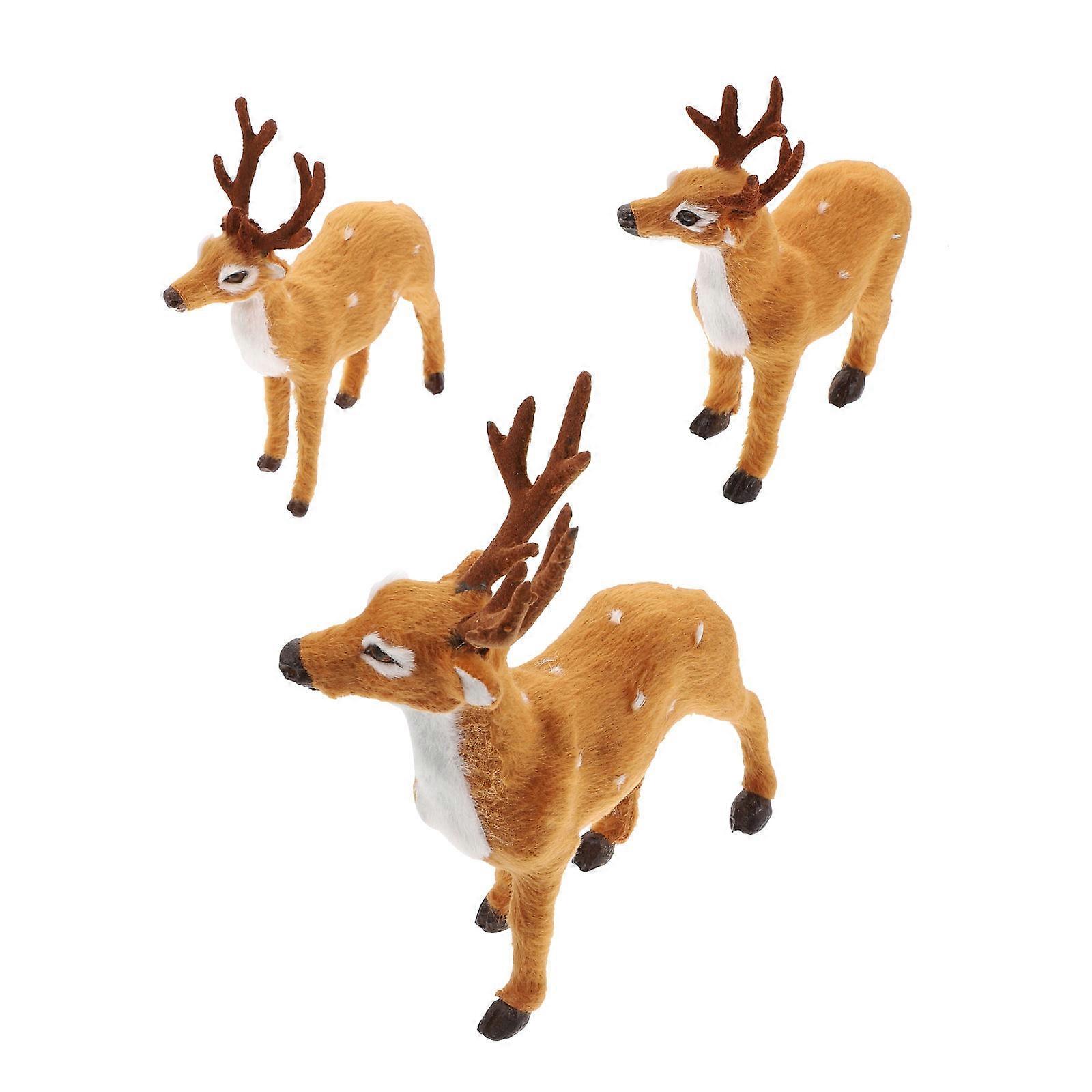 Brown Simulation Animal Models Decor for Home Office Xmas Party with Realistic Design 3PCS