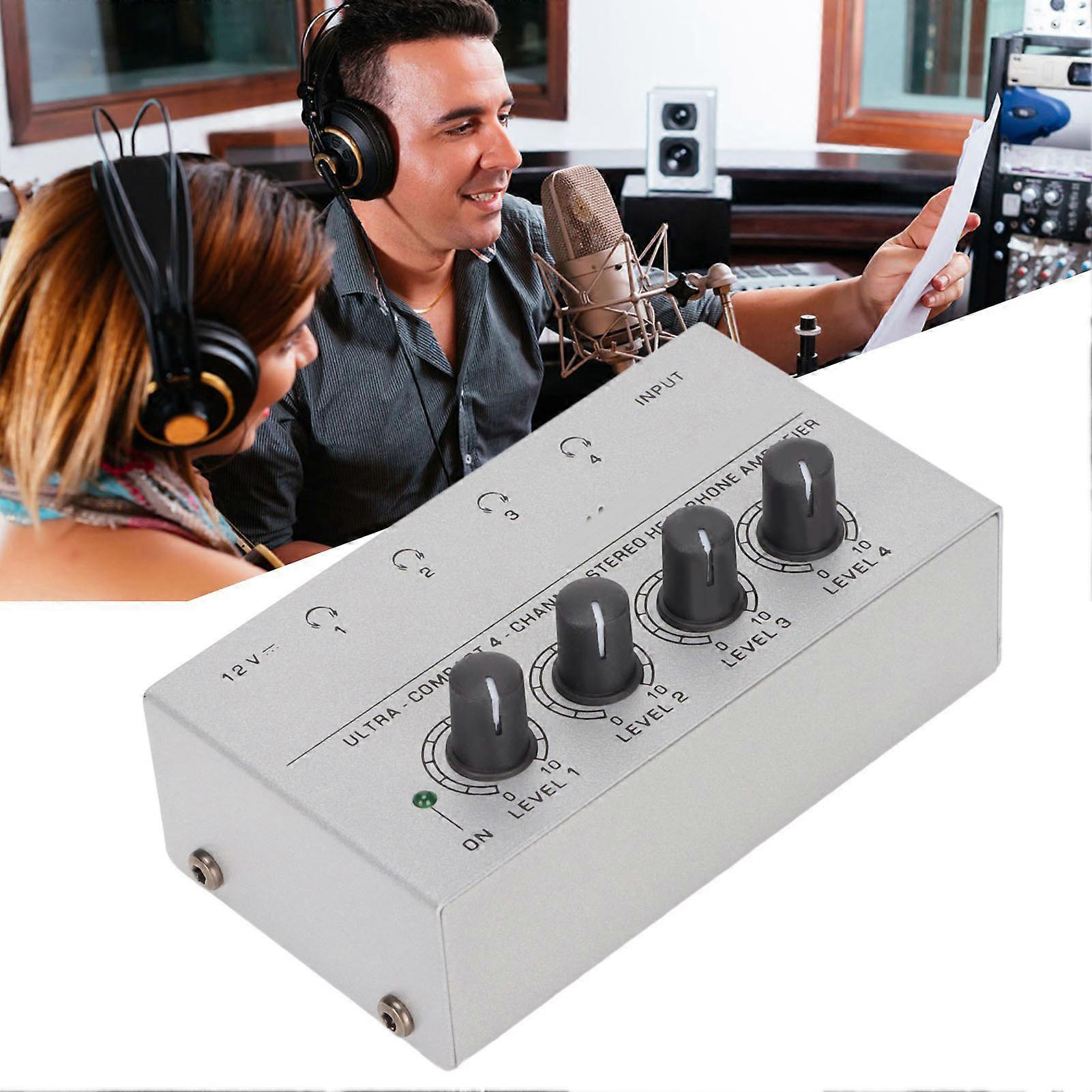 HA400 Ultra Low Noise Headphone Amplifier Ultra Compact 4 Channel Stereo Headphone Amplifier 100‑240V EU Plug