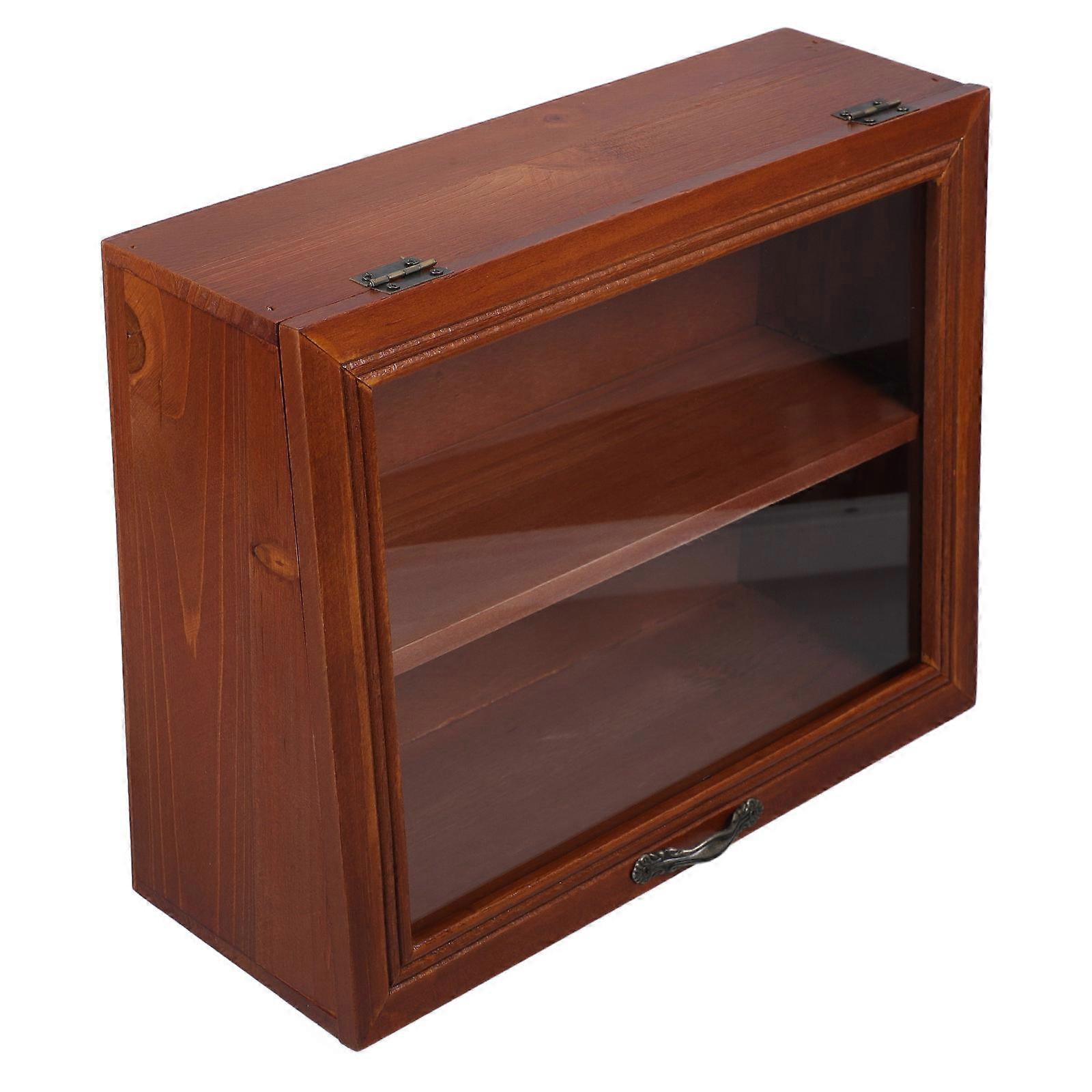 Retro Storage Box for Cups and Tea Set Dark Red Glass Material Home Storage Solution Fits Most Spaces