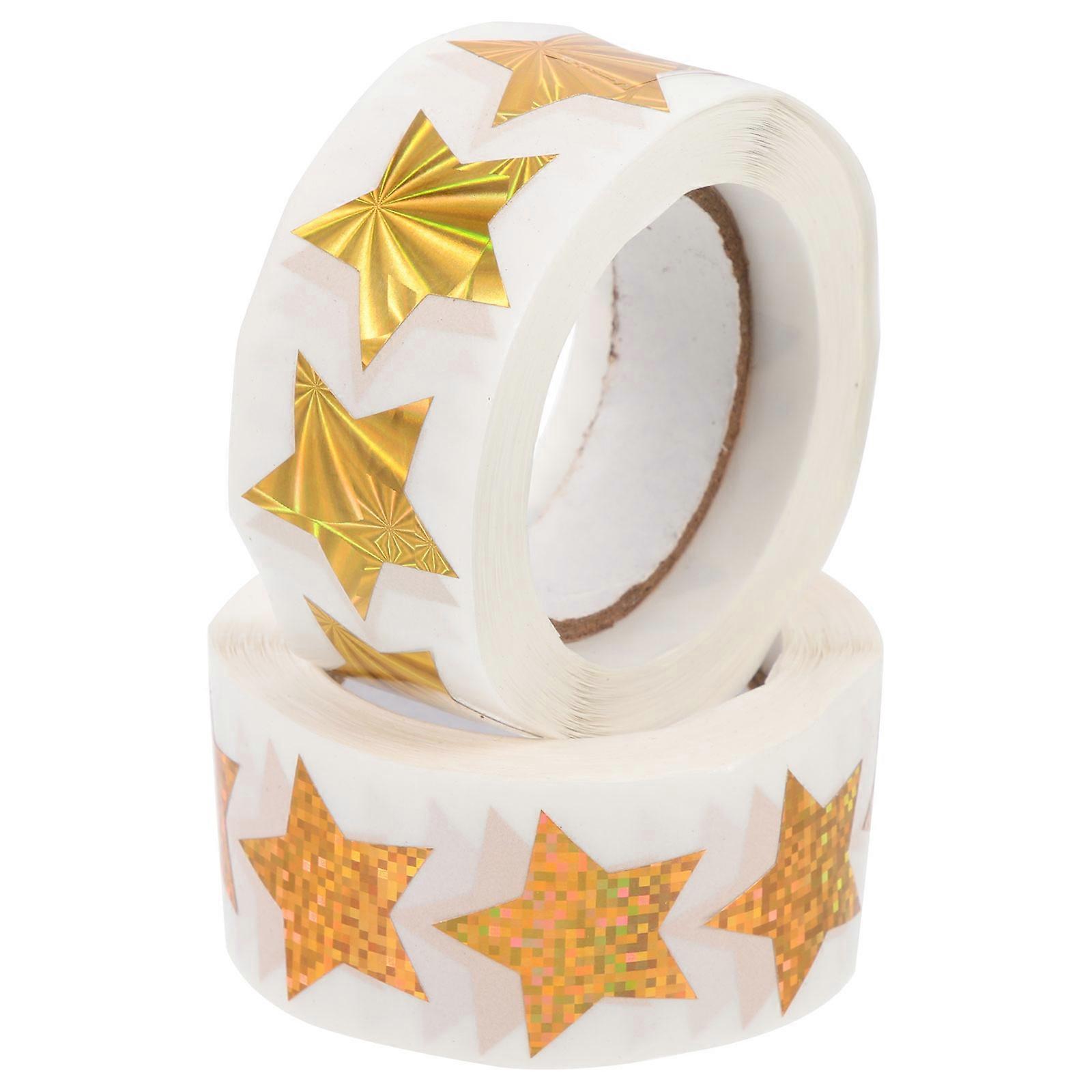 2 Rolls of Self adhesive Star Stickers for Kids Reward Coated Paper Stickers