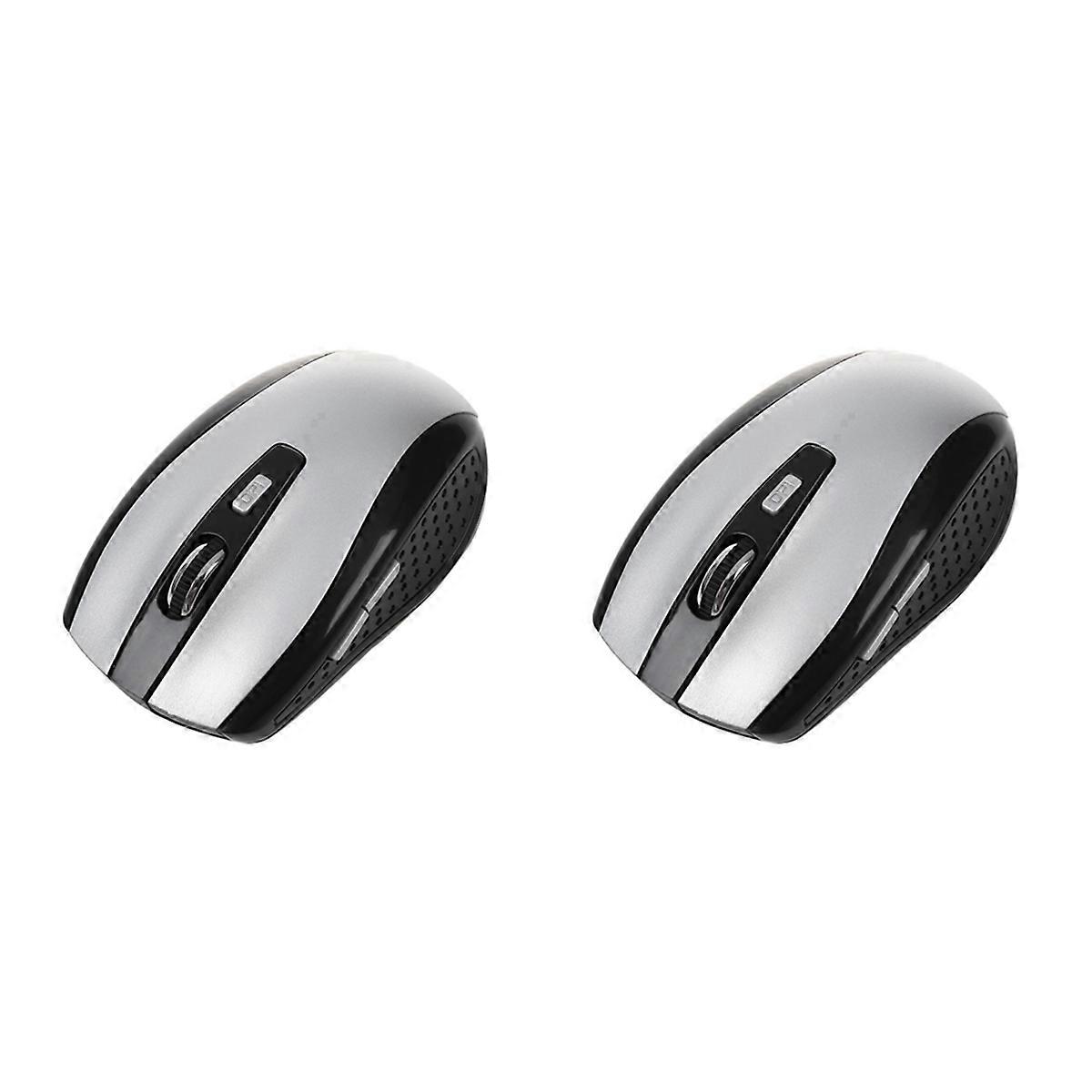 2X 2.4G Usb Receiver Wireless Optical Mouse Mice for Pc Laptop ,Silver