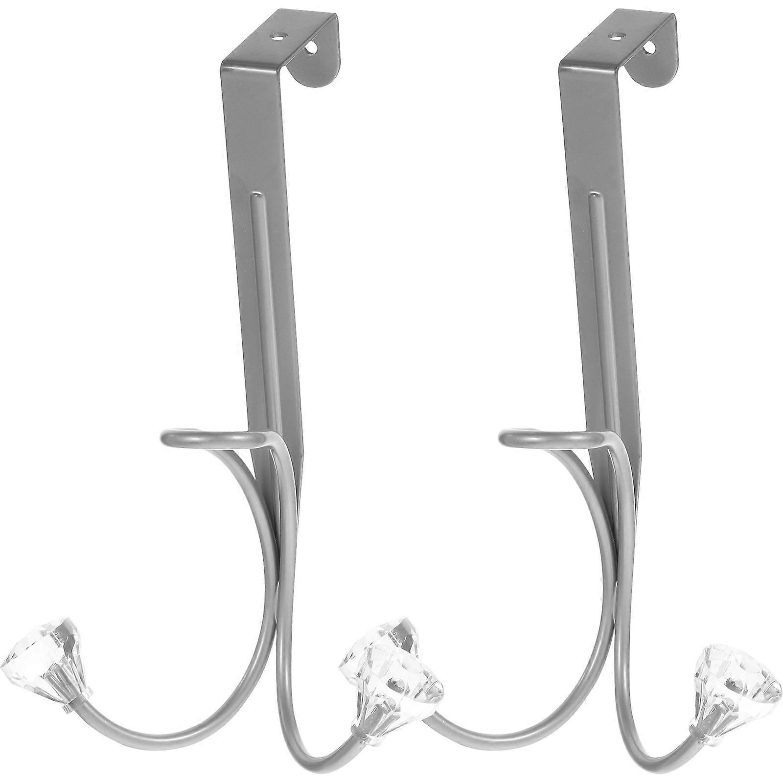 2pcs Over The Door Hooks Double Hanger Hooks Hanging Hooks Household Hanging Organizers