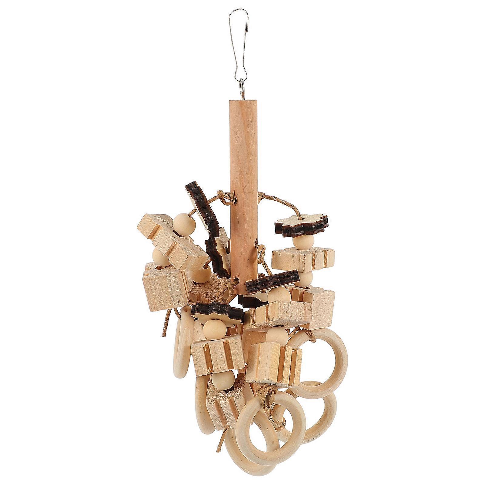 Interactive Wooden Toy for Parrots Supporting Claw Care and Adventure