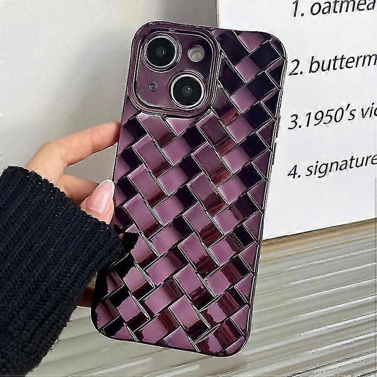 For iPhone 13 Retro Weave Texture Electroplating Phone Case