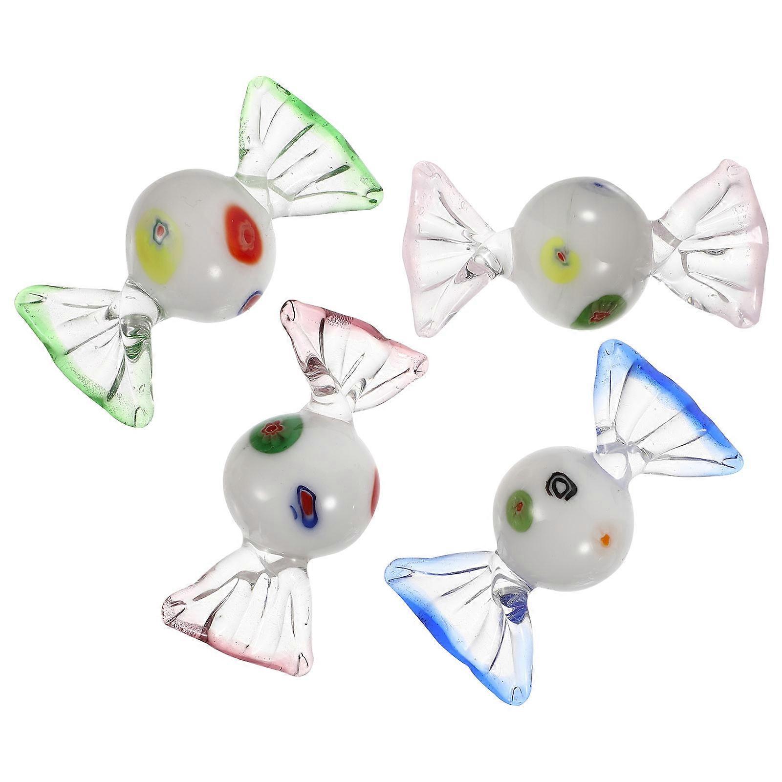 4 Pieces Elegant Glass Decorations for Assorted Colors Synthetic Material