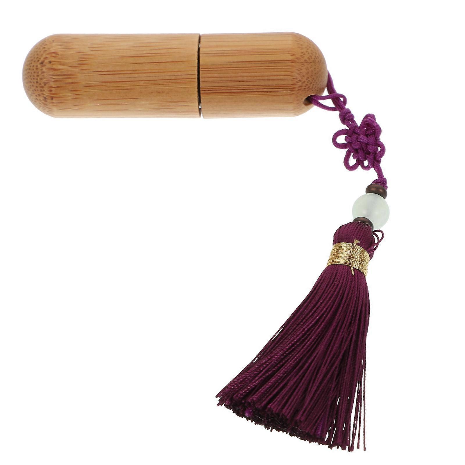 Travel Refillable Perfume Bottle Chinese Style Tassel Bamboo Ball Bottle Business Trip Liquid Control Purple 1Pack