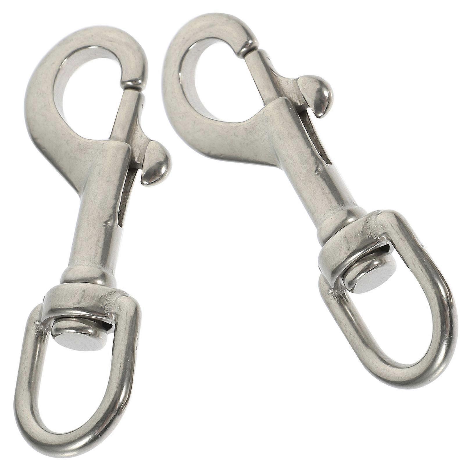 Stainless Steel Hook For Pet Leash And Diving Use Silver Color 360-Degree Rotation Quick Attachment 2Pcs