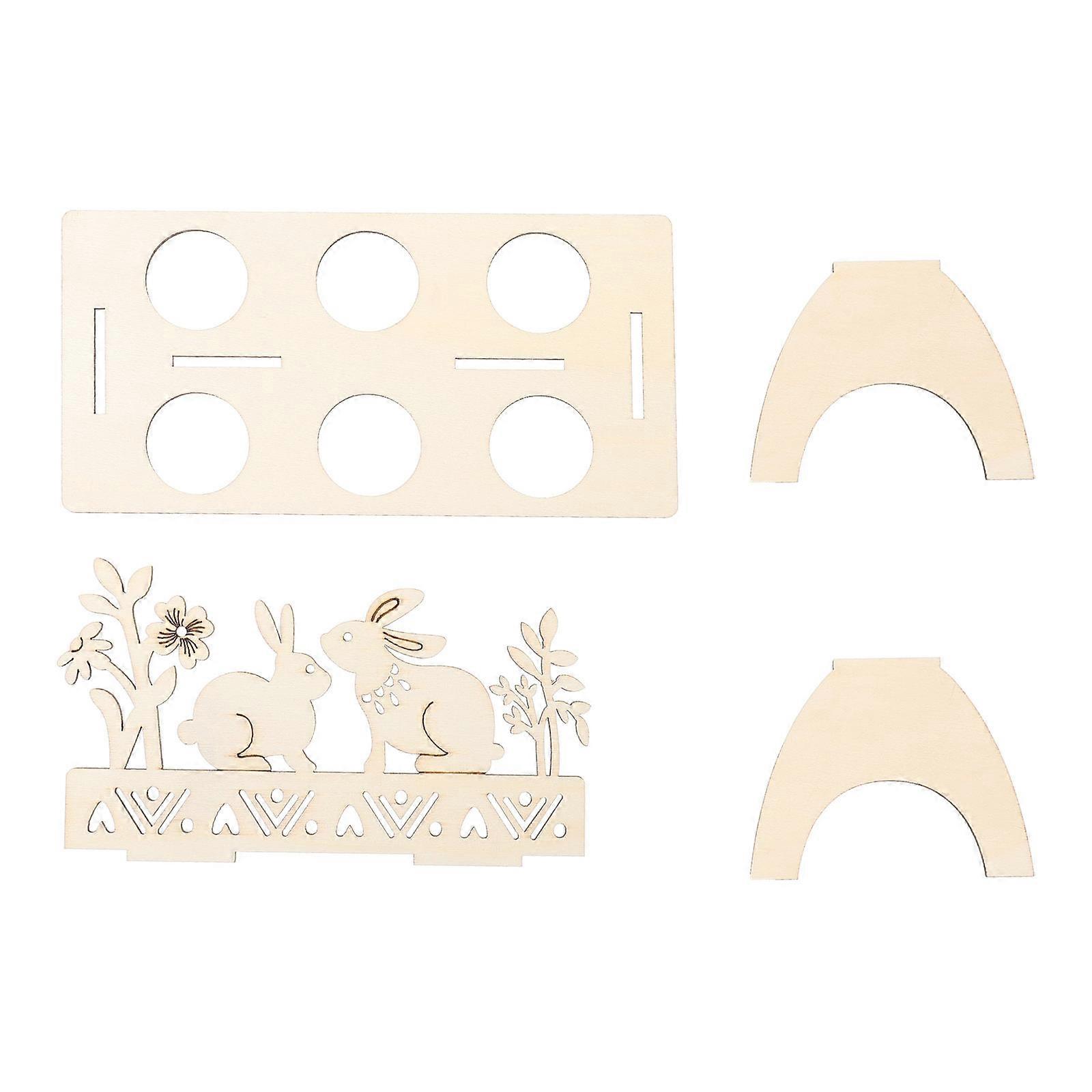 Beige Wooden Egg Holder Decorative Style 8.3x7.1x4.3in With Stable Structure 1Pack