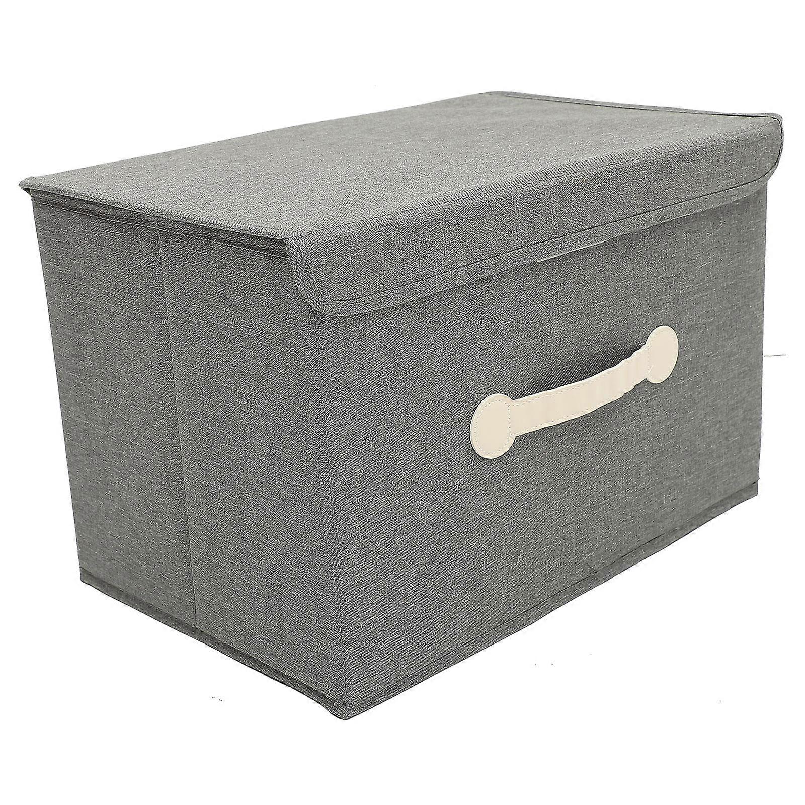 Collapsible Storage Box with Lid Grey Foldable Container for Bedroom Closet Organization and Practical Storage Solutions