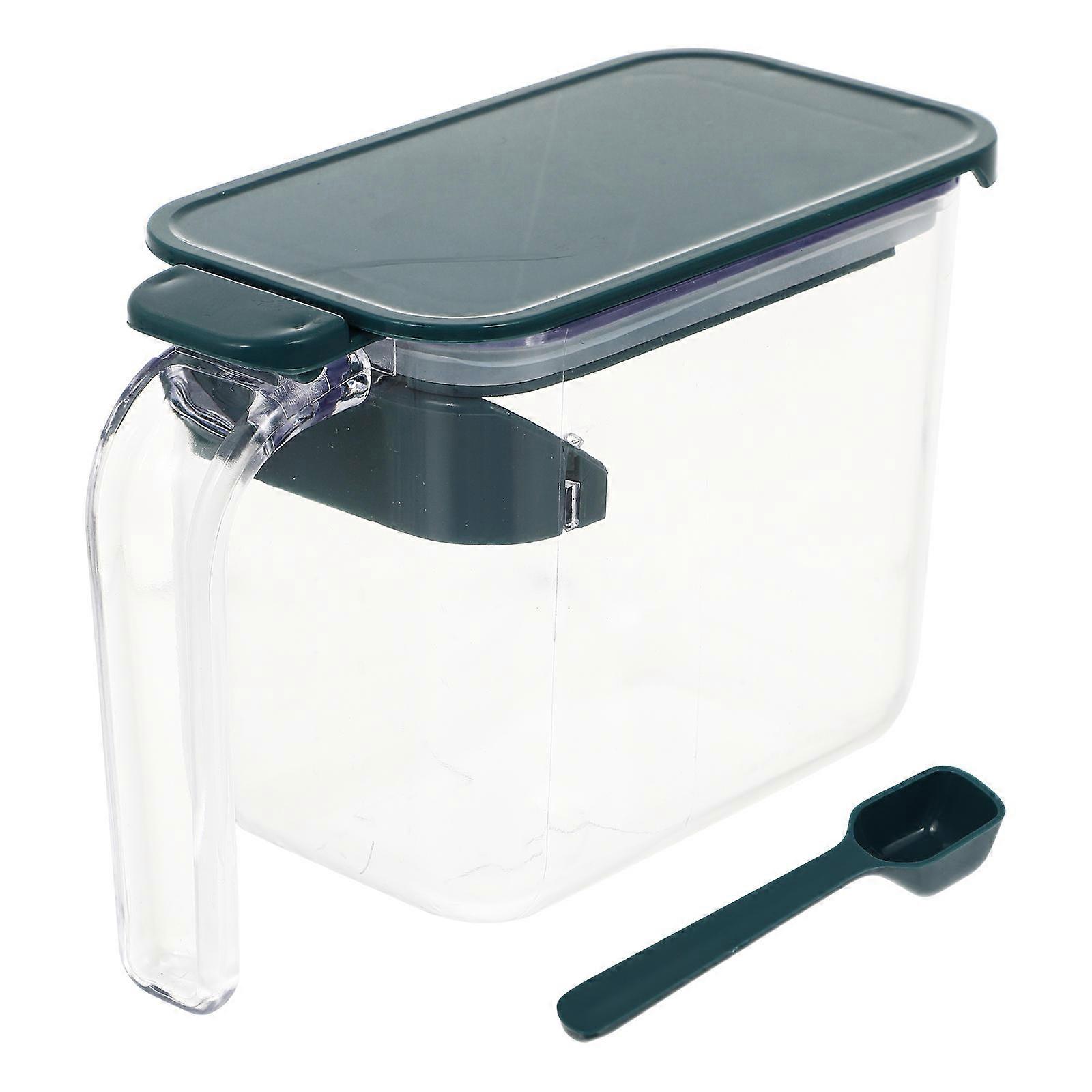 Condiment Containers Kitchen Seasoning Storage Box With Lid In Dark Green Suitable For Kitchen Use Storing Seasoning 1Pcs