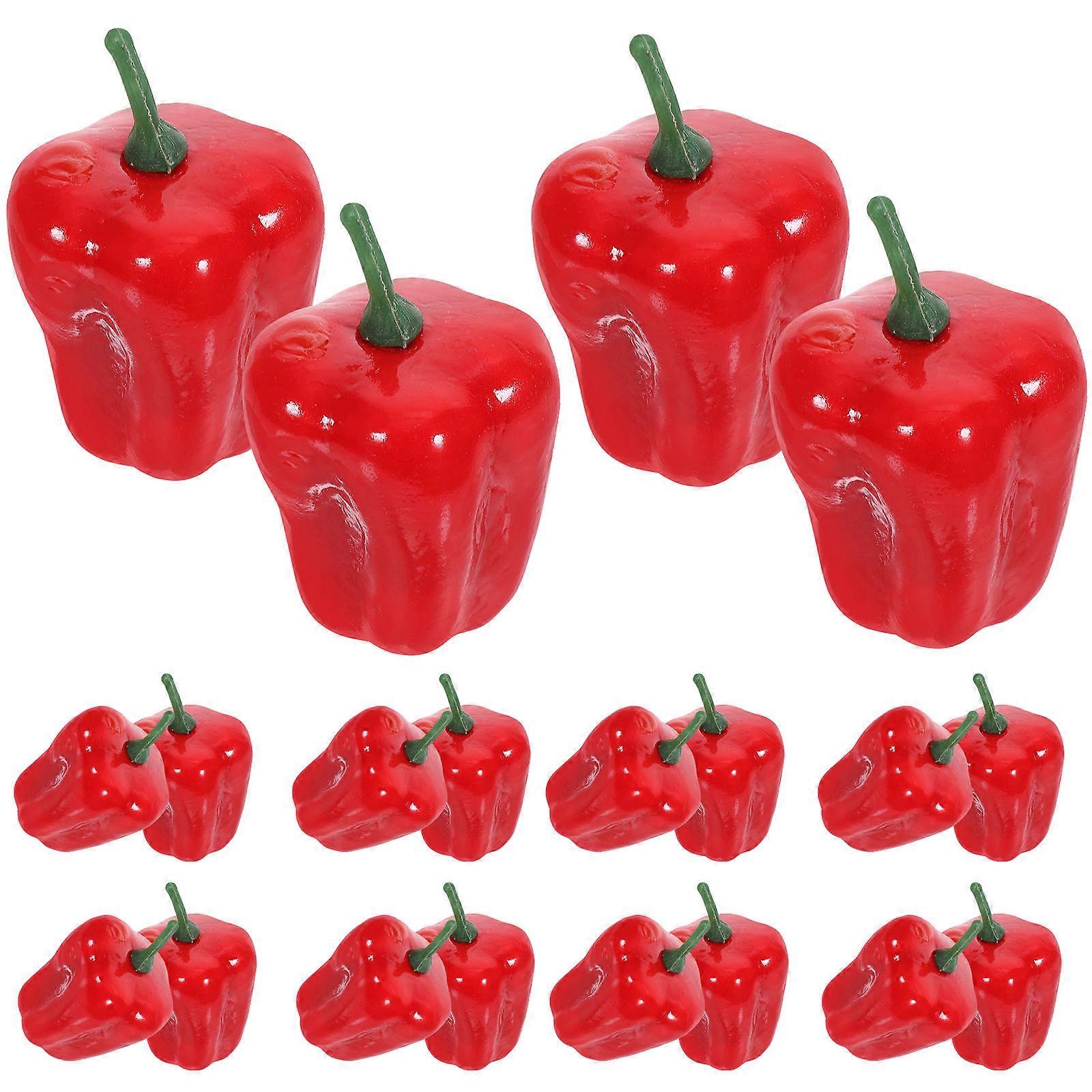 Fake Pepper Ornament 20Pcs Red Foam for Versatile Use Decor with Artificial Peppers