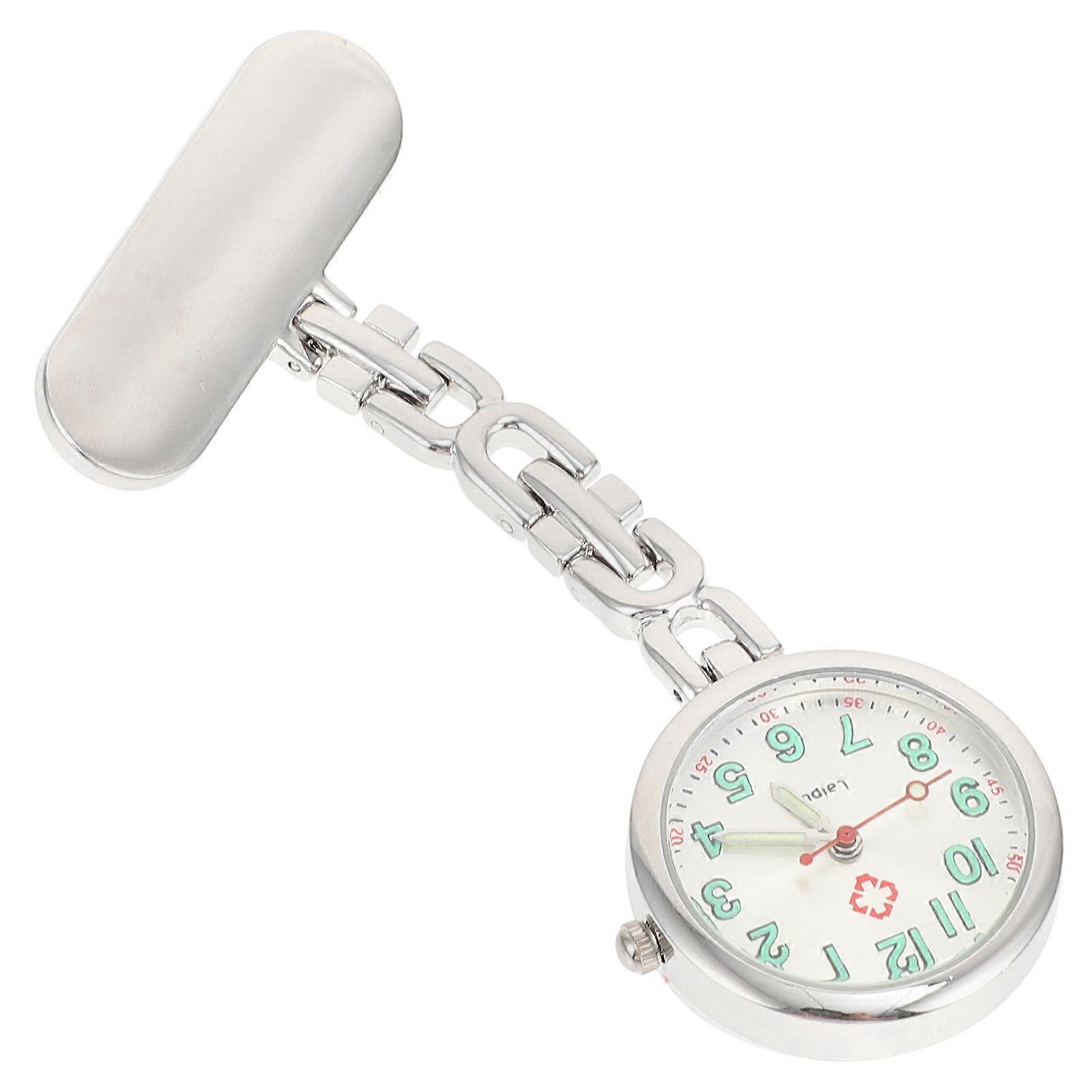 Creative Nurse Chest Watch Made of Alloy in Silver Color for Nurse Use with Larger Dial and Clip-on