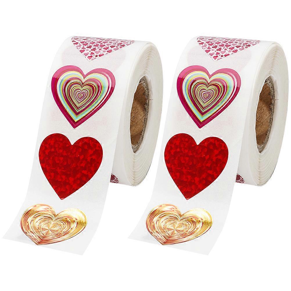 Decorative Valentine’s Day Heart Stickers for Packaging and Crafting in Multi Color Perfect for 2 Rolls