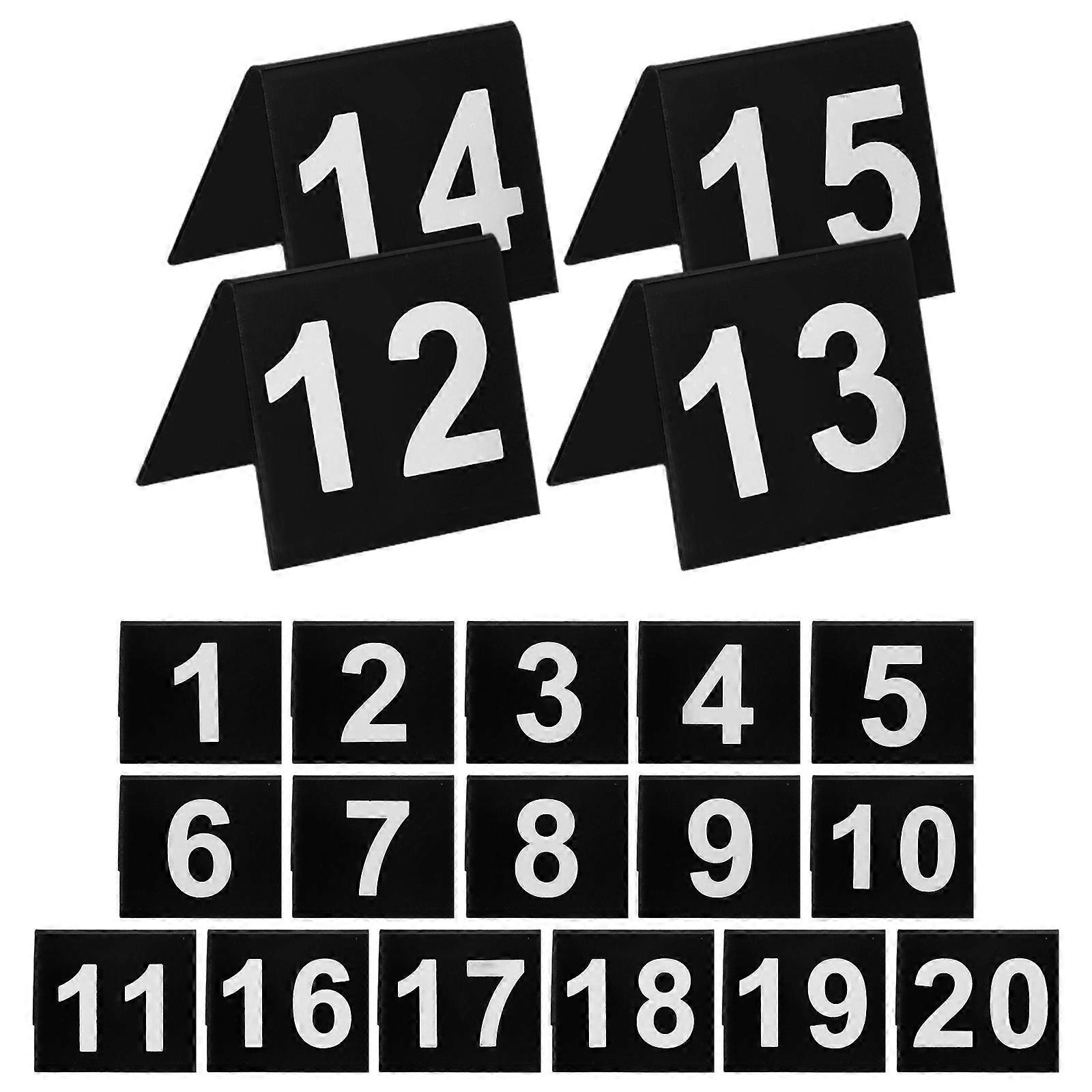 20 Pack V Shaped Double Sided Acrylic Table Number Signs for Weddings, Conferences, Events