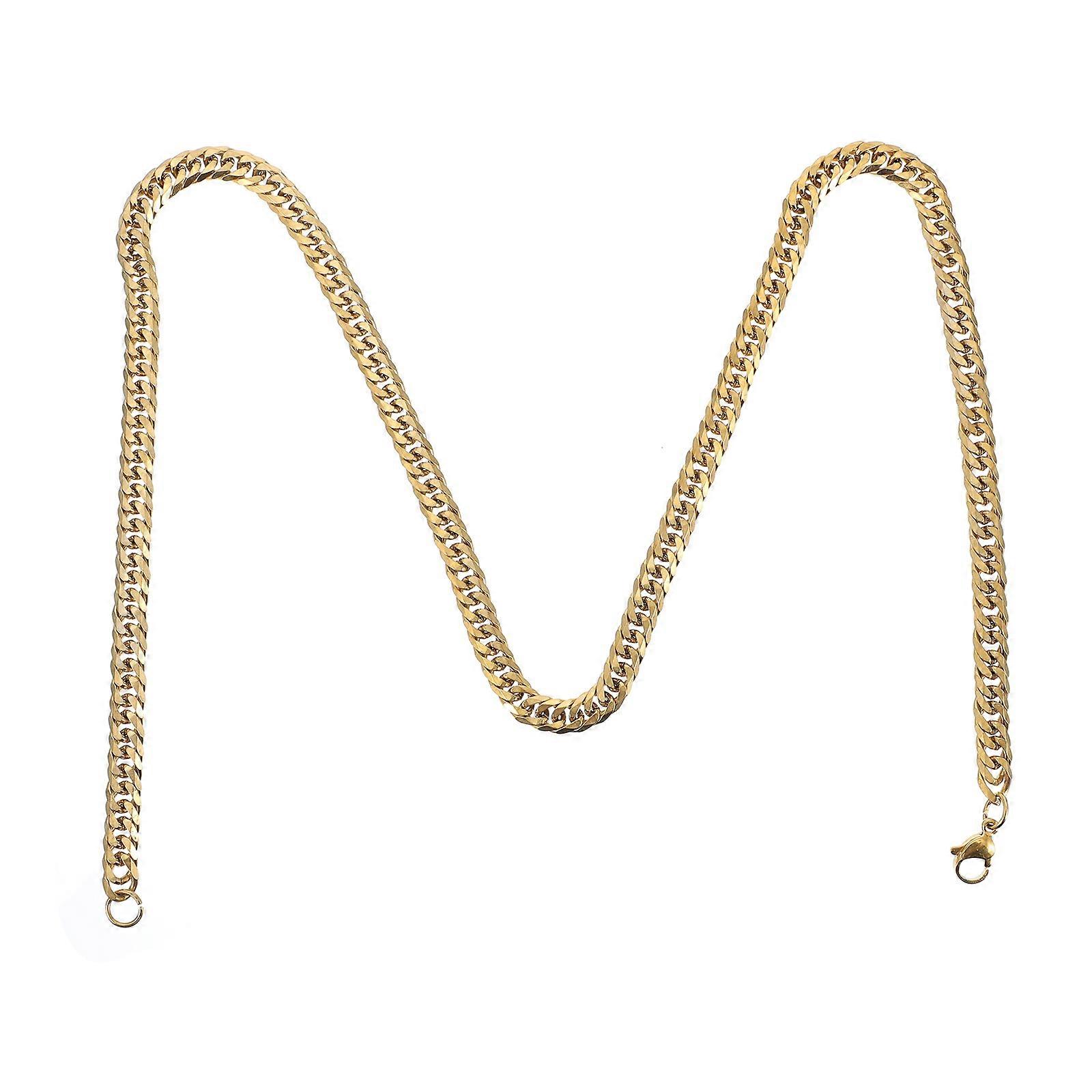 Double Buckle Chain For Men Great For Punk Festival Stage Performance In Golden Titanium Steel