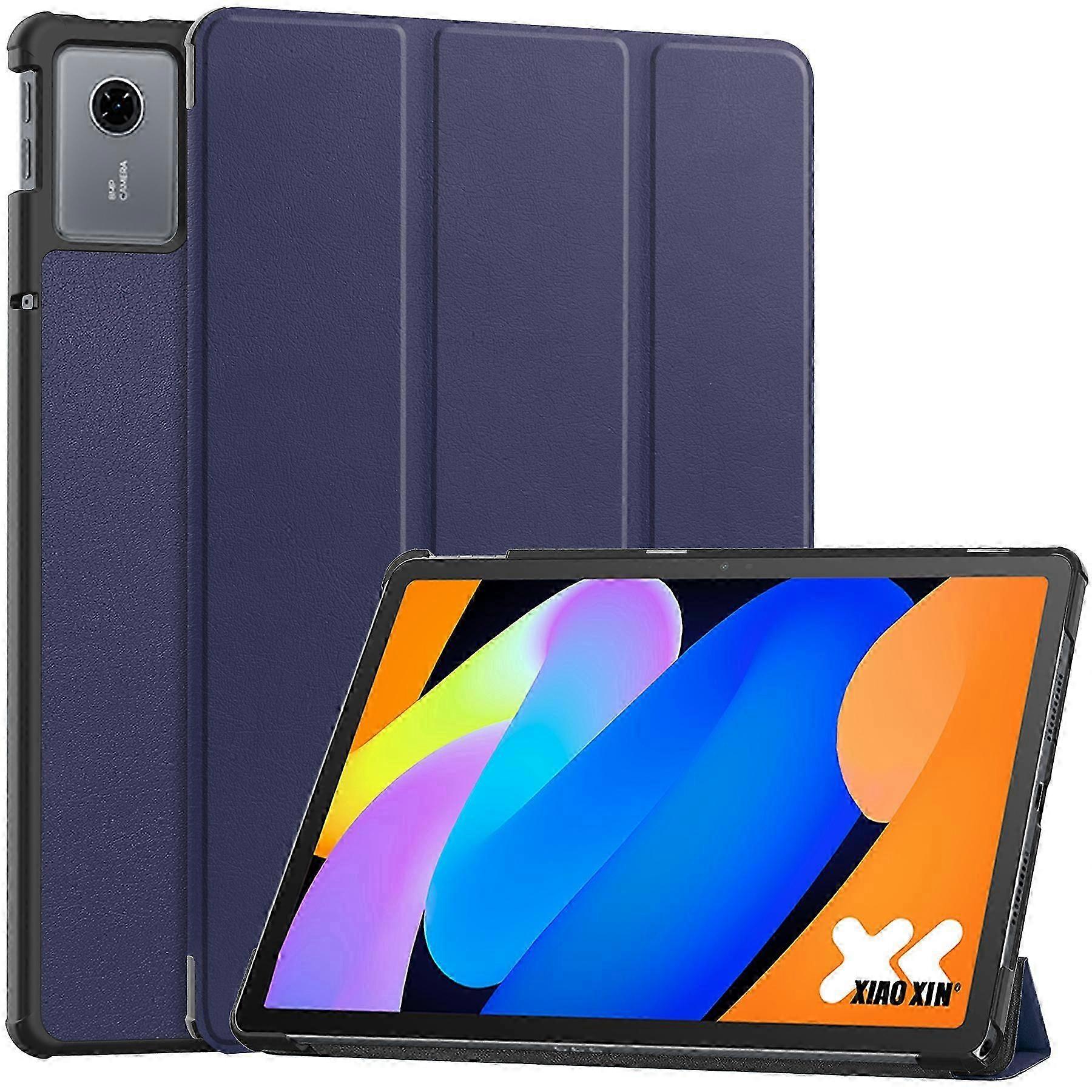 Lenovo Idea Tab (TB336ZU TB336FU) için Xiaoxin Pad 11 2025 Kılıf Düşme Önleyici Deri Standı Tablet Kapağı Maviy