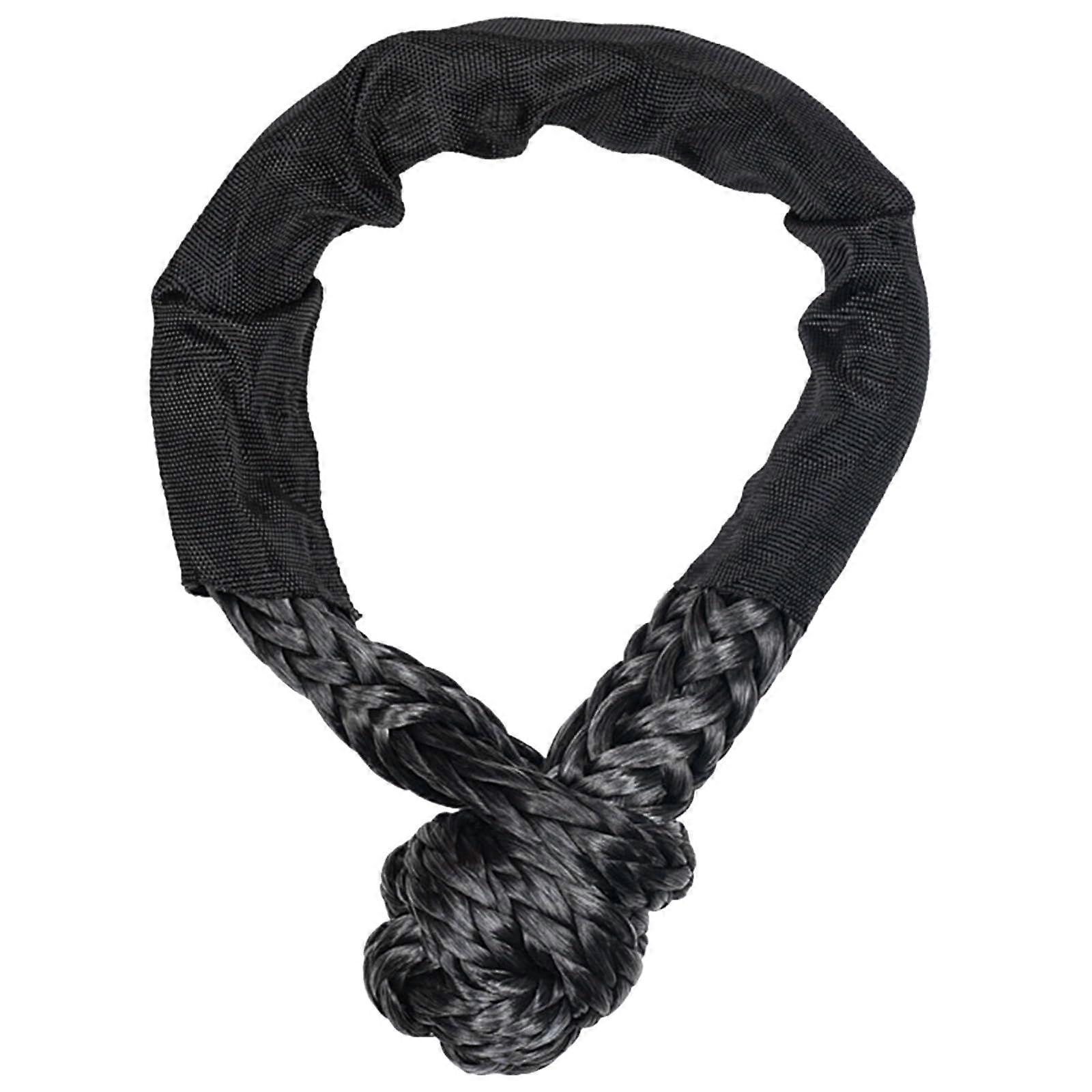17ton 37,400 lbs Soft Bite Trailer Hook Winch Rope Knot Polyethylene Rope Rescue Saved Black