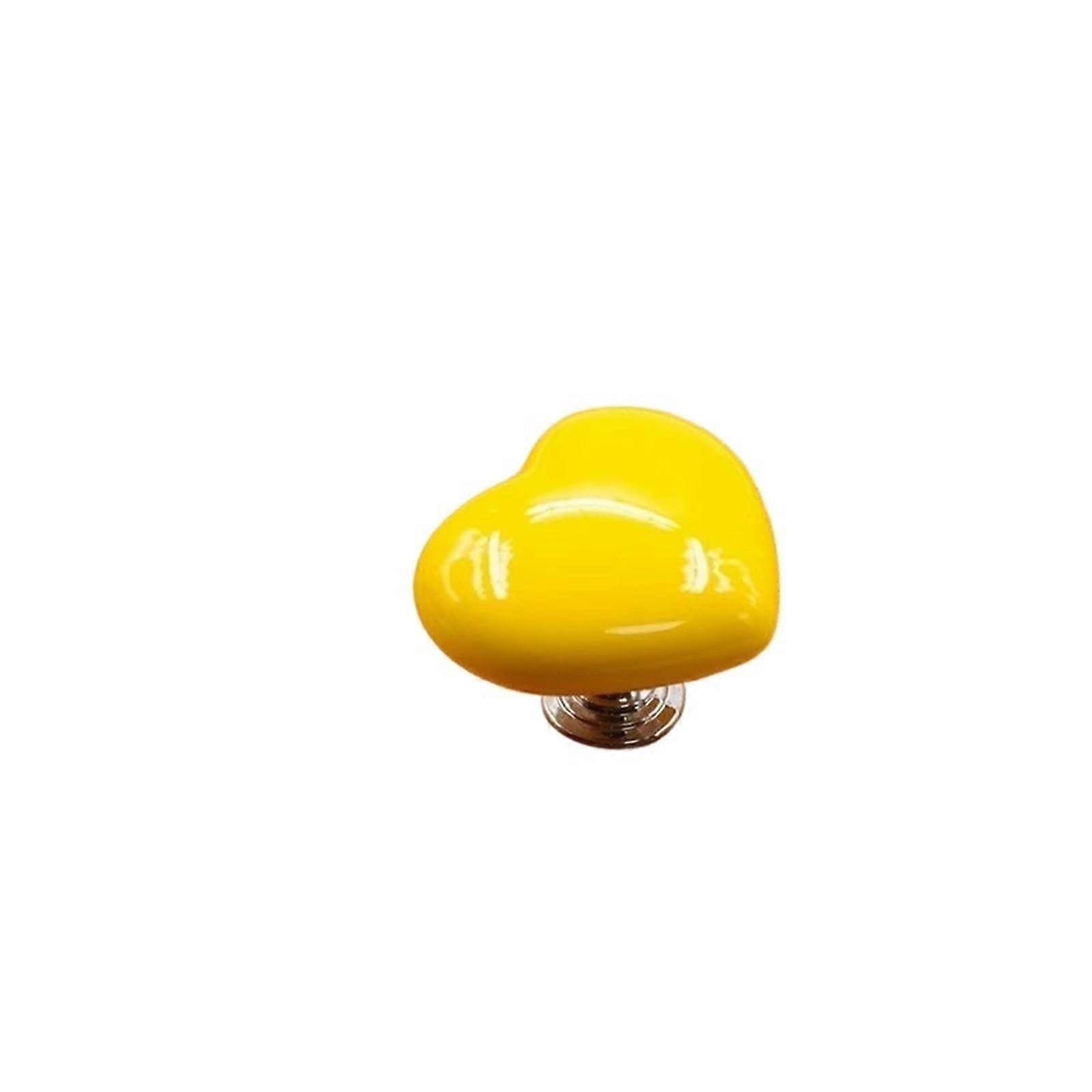 Toilet button cover 2 pieces, WC push button, colorful heartshaped beautiful button, creative water tank push switch, toilet decoration (Yellow)
