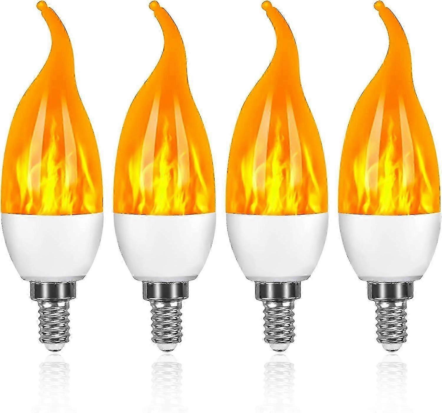 E14 LED Flame Bulb 3W 3 Modes 4 Pack Decorative Lighting with Flickering Effect for Home Decor