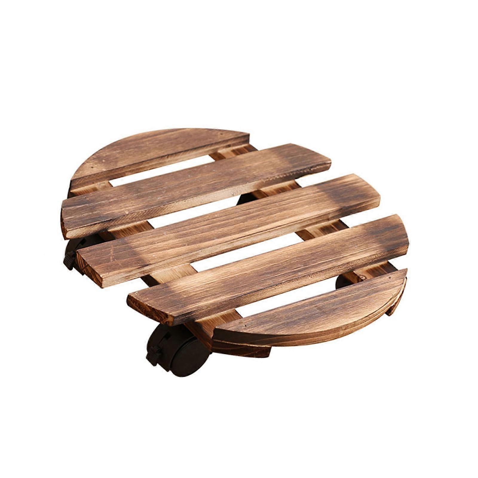 Solid Wood Mobile Flower Stand with Tray, Rolling Plant Holder for Indoor and Outdoor Use, Versatile Flower Pot Display