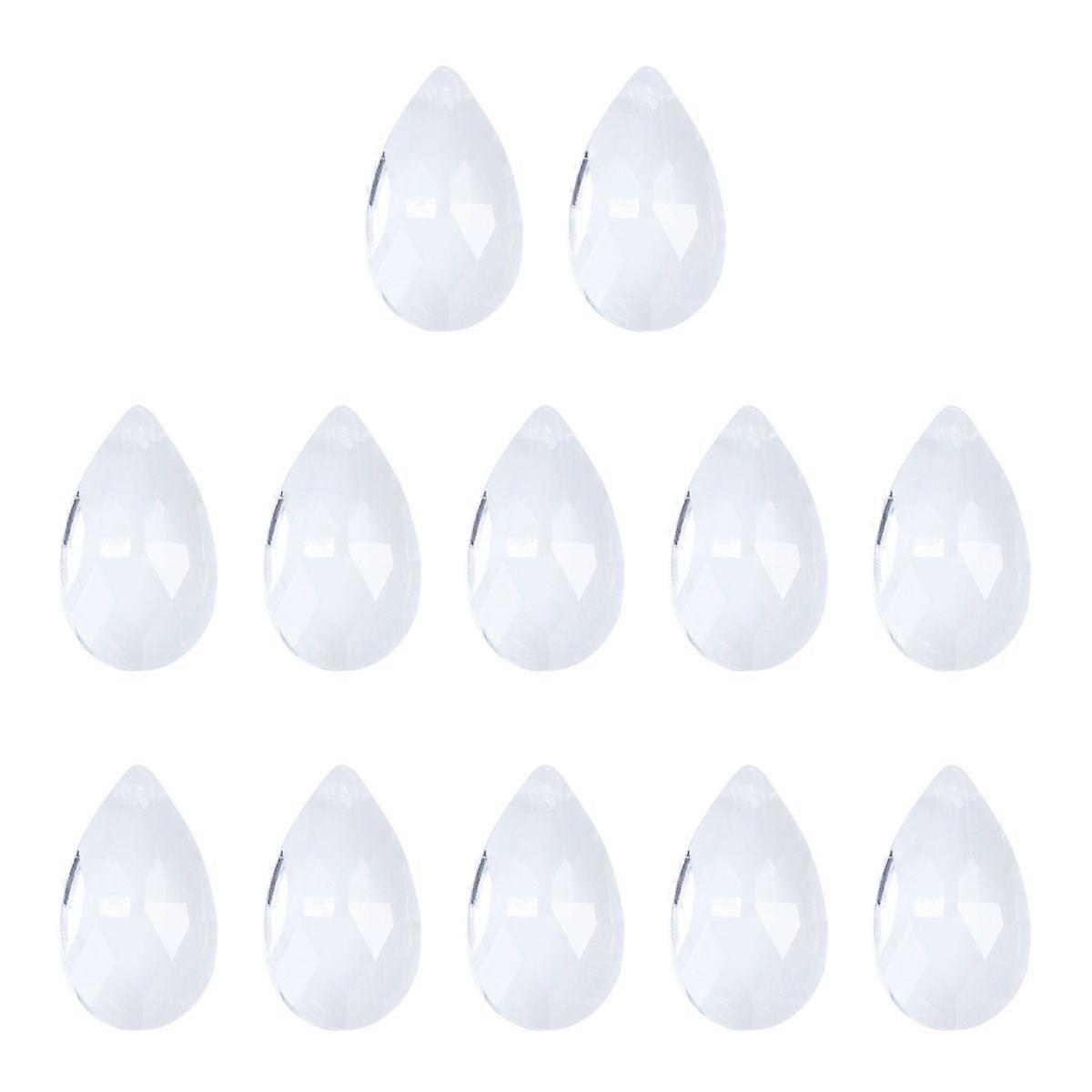 12pcs Klarkristall Kronleuchter Glas Kristall Anhänger Perlen Prismen Anhänger 28MM