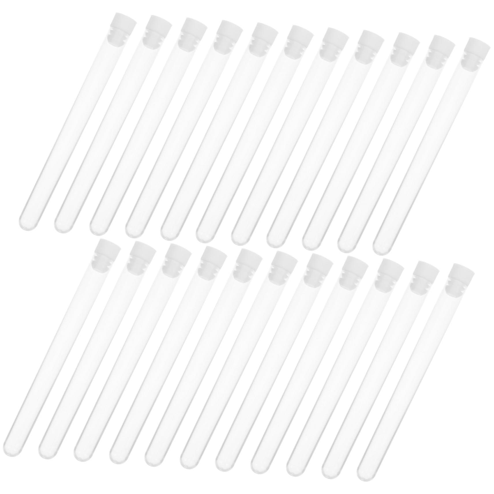 50Pcs Clear Plastic Test Tubes with Caps for Storage of Jewelry Beads Powders Spices Liquids Portable Reusable Vials