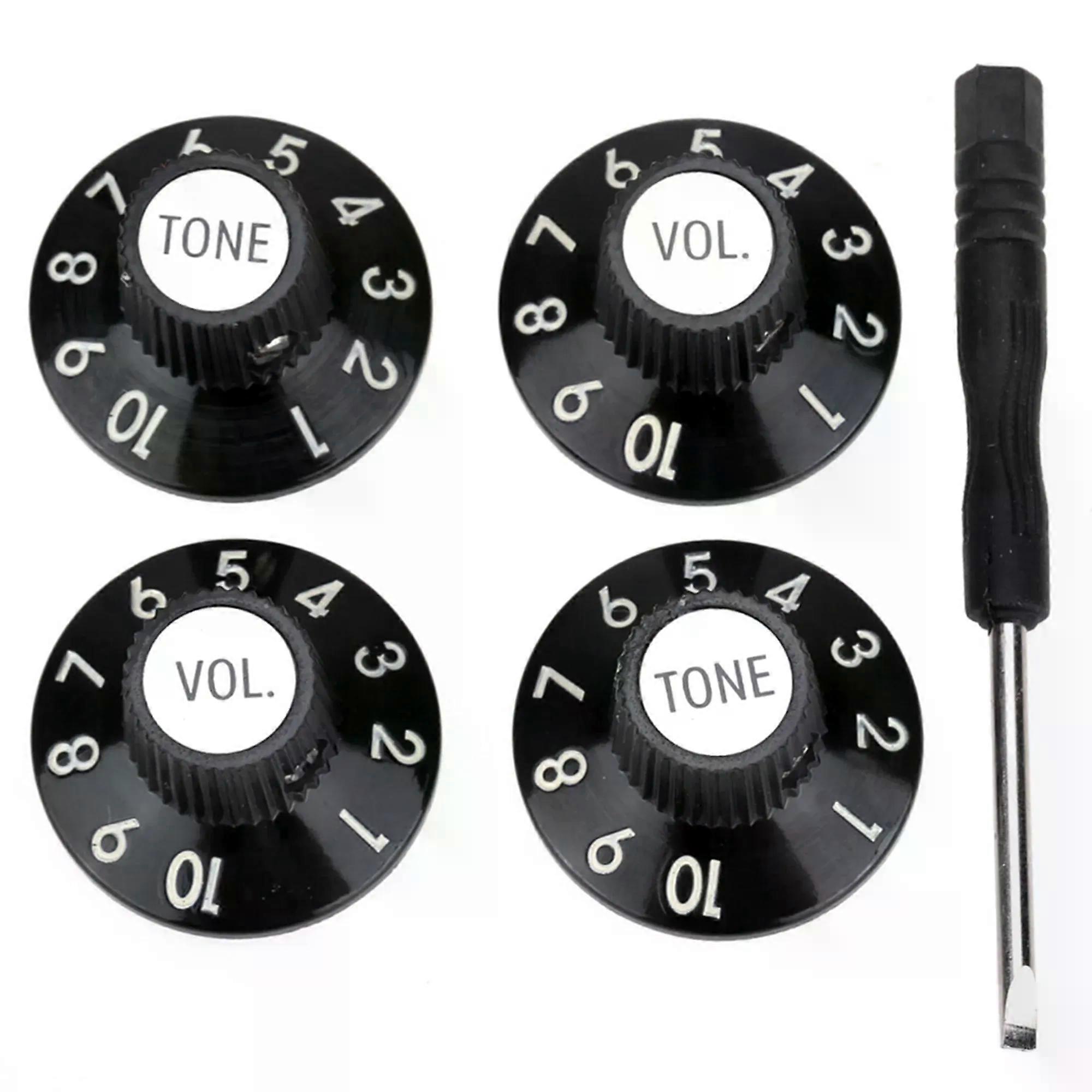 Musiclily Pro 1/4 Inch Universal Fitting Solid Knobs Guitar 2 Tone 2 Volume Amplifier Effect Pedal Witch Hat Skirted Knobs Set