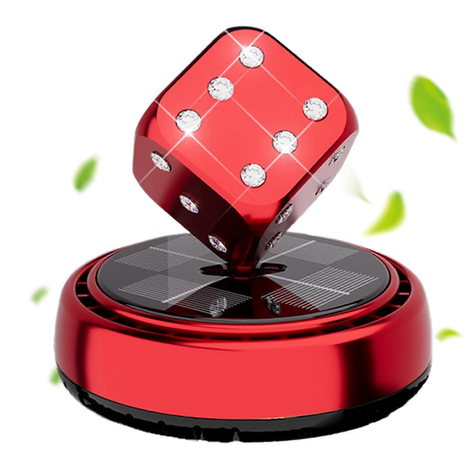 Air Freshener for Car | Solar Powered Dice Shape Dashboard Ornament for Sedan Truck Caravan Red 1 Count