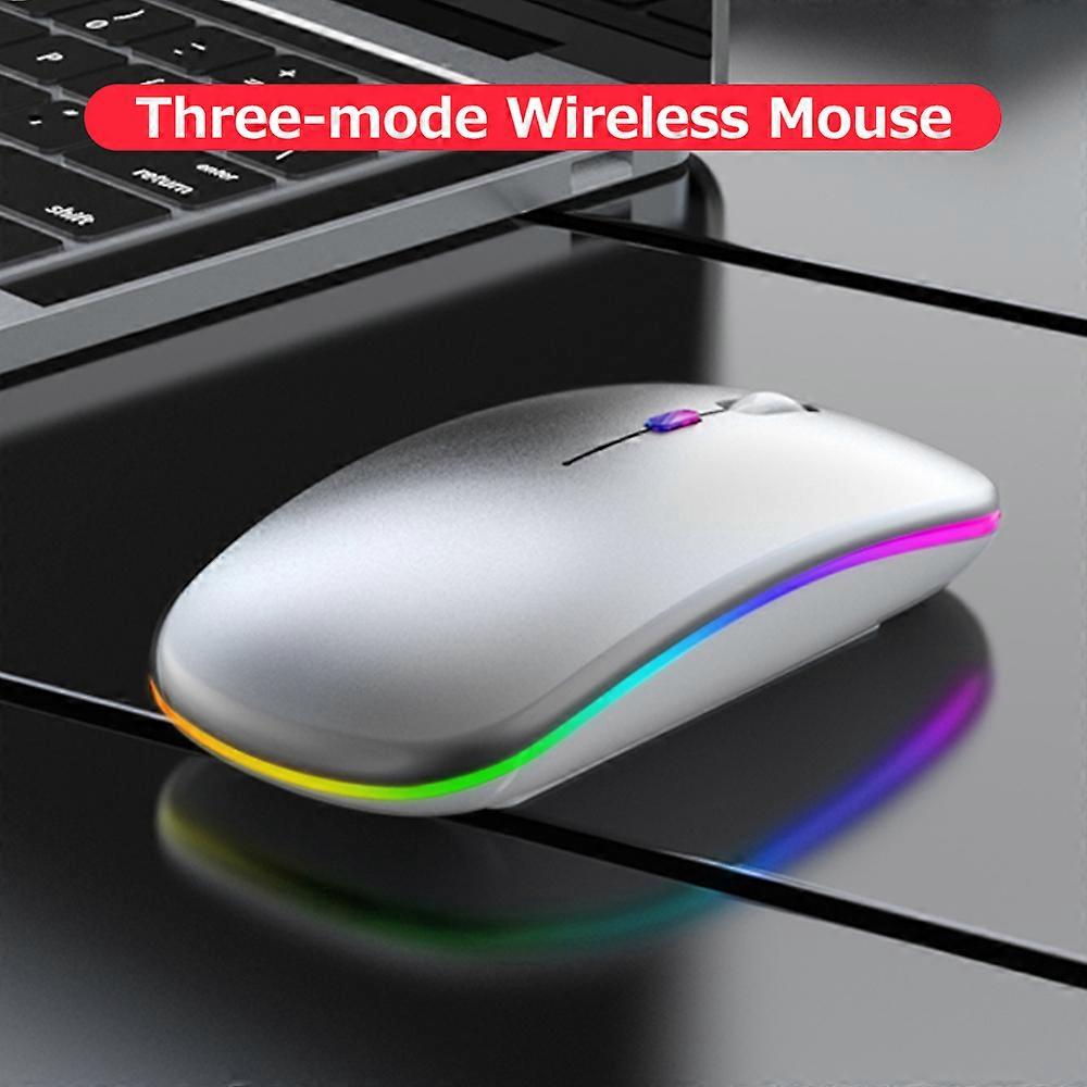 Wireless Optical Mouse 2.4G+BT3.0+BT5.2 Three-mode Connection Ergonomic Mute Mouse Built-in 500mAh Battery for PC Laptop Black