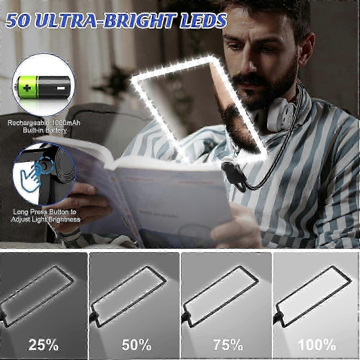 5x Large Reading Magnifying Glass With Light, Rechargeable Hands-free Lamp With Flexible Gooseneck 24x17cm Ultra Clear Lens Perfect For R-dzjm2