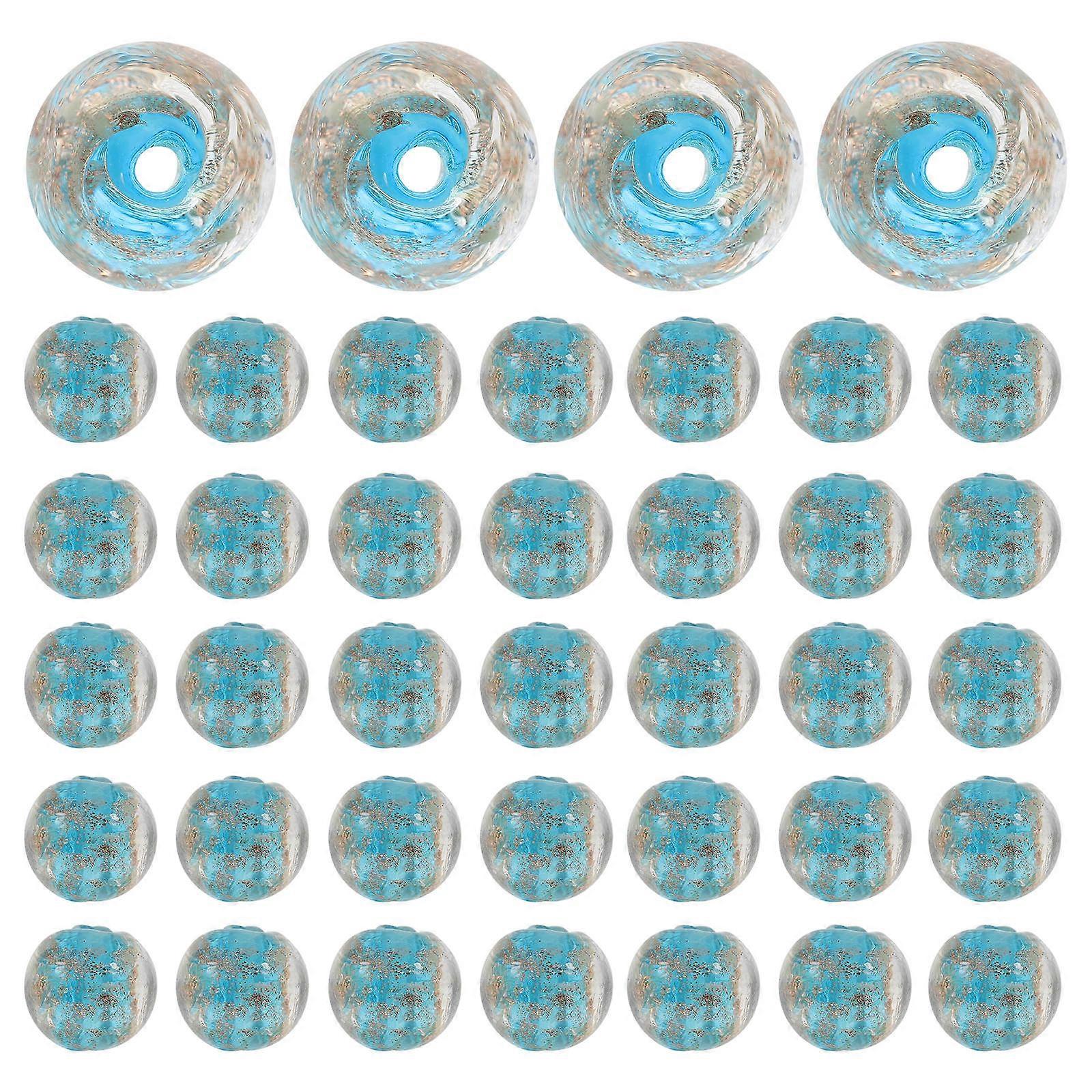Blue Glass Beads for DIY Jewelry Making Projects with Smooth Surface and Hole Design 60Pcs