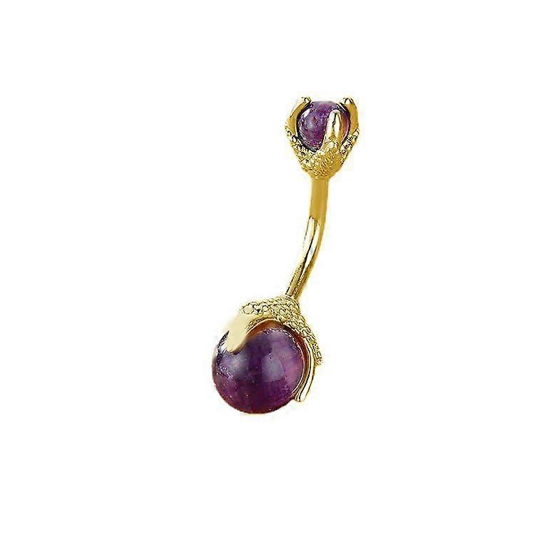 Amethyst Crystal Belly Button Ring, Gold Belly Button Ring, Gothic Small Belly