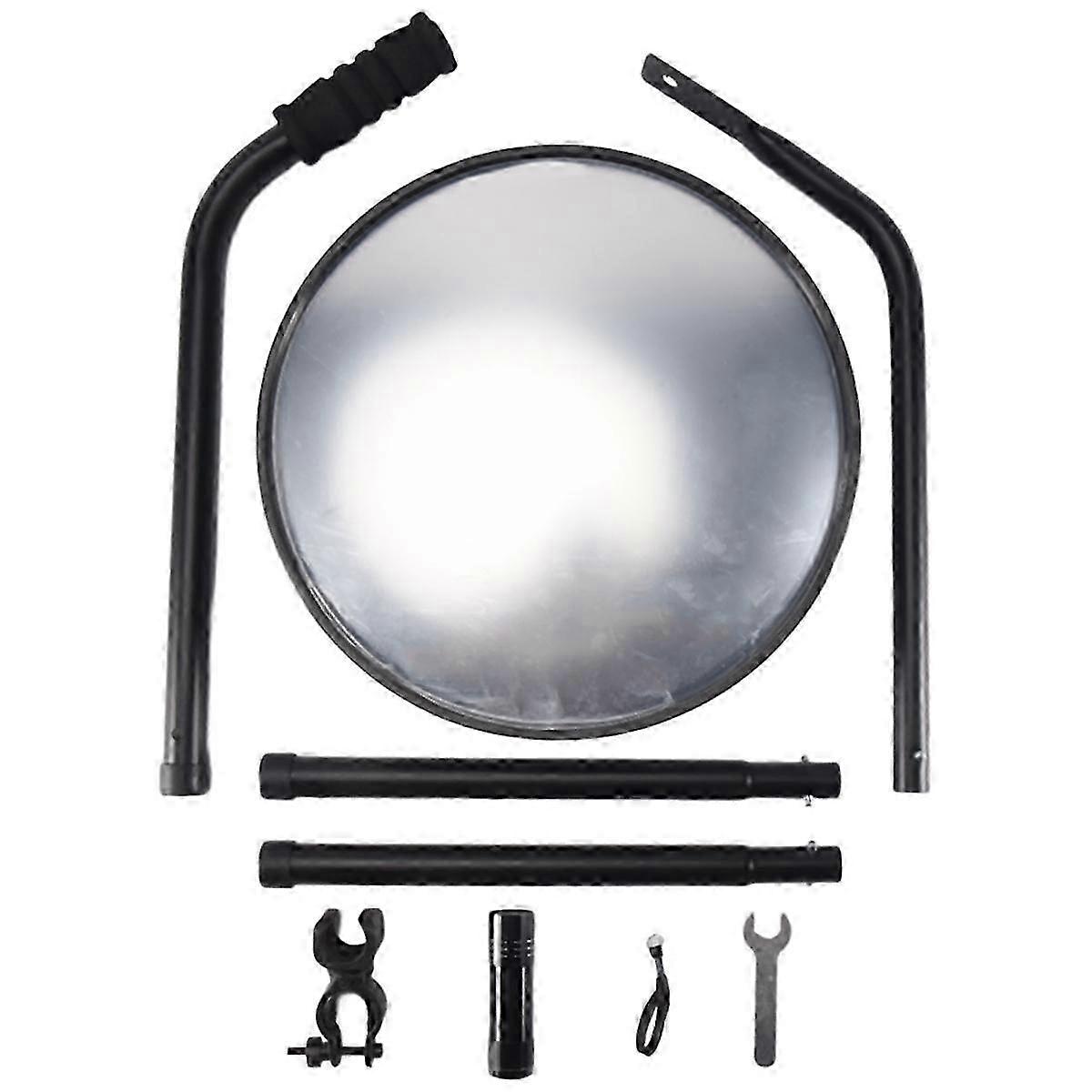 Under Vehicle - 12-Inch Diameter Security Mirror with Wheels and LED Light