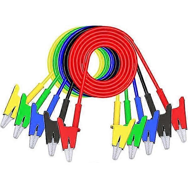 5pcs Electric Alligator Clips Insulated Test Lead with Wires Double Terminal 5 Colors 5pcs P1024 114cm
