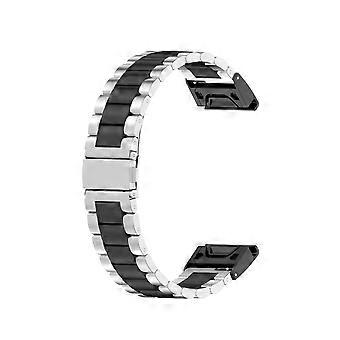For Garmin Quatix 7 Pro/Fenix 5/5 Plus/6/6Plus/7 Stainless Steel Watch Band Three-bead Wrist Strap R