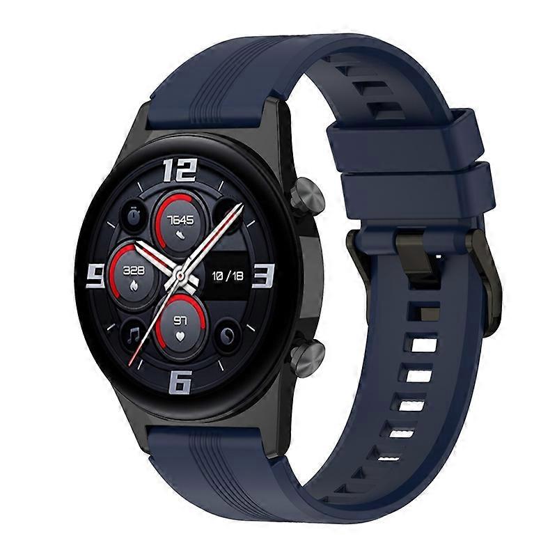 For Honor Watch GS3 Stripe Design Silicone Watch Strap 22mm Replacement Wrist Band with Stainless St