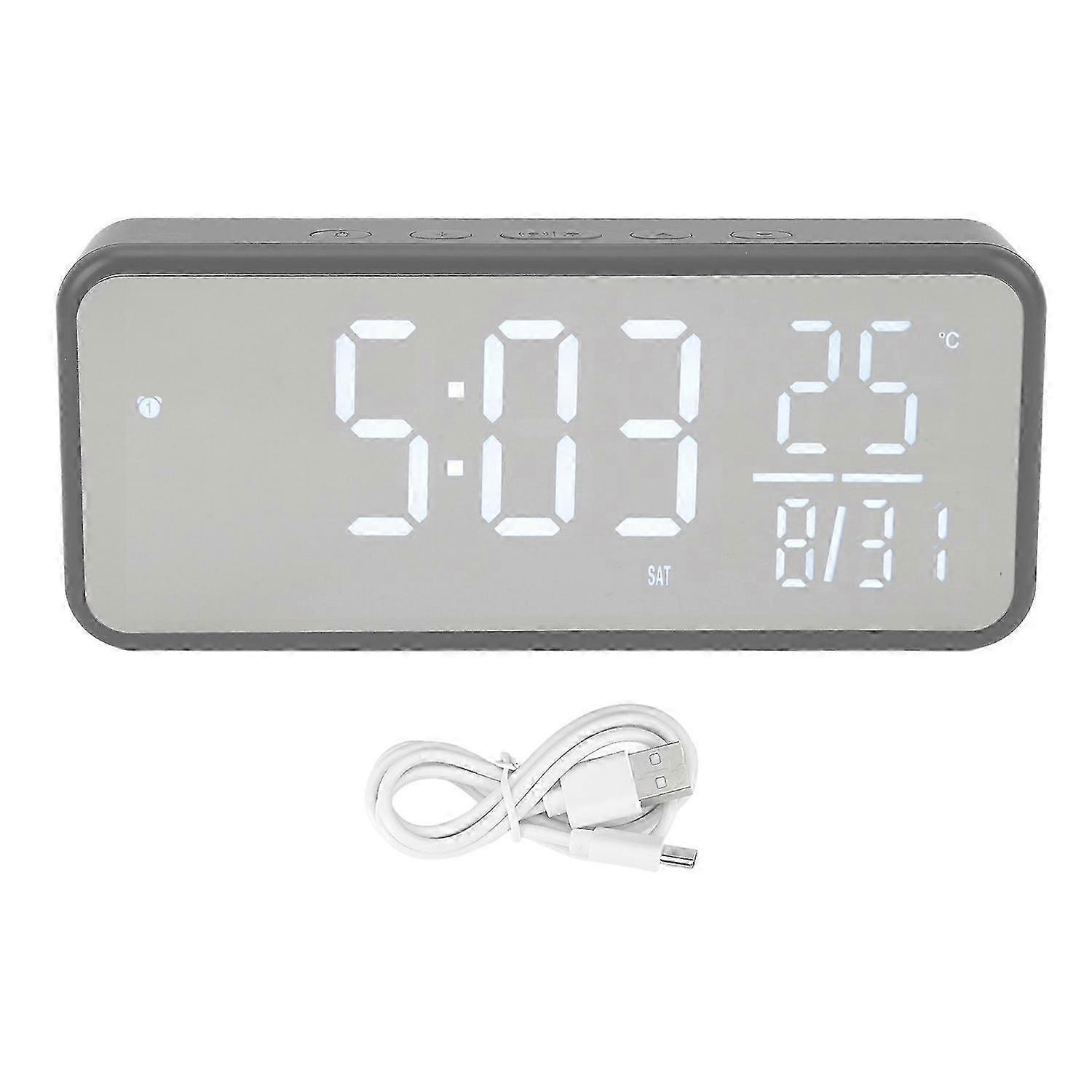 LED Digital Alarm Clock Time Date Week Temperature Alarm Clock Large Display Adjustable Brightness a