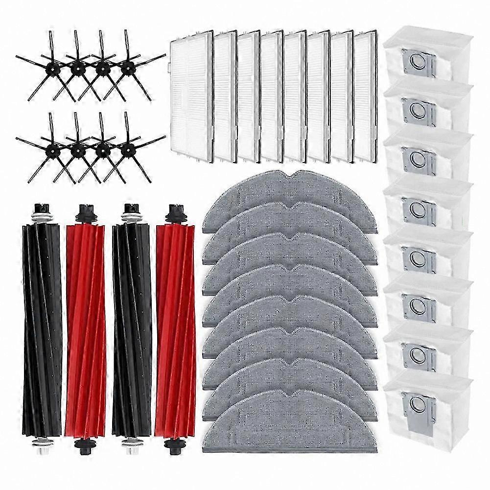 Replacement Side Brush and HEPA Filter Dust Bags for Roborock S8 Series-Compatible Models