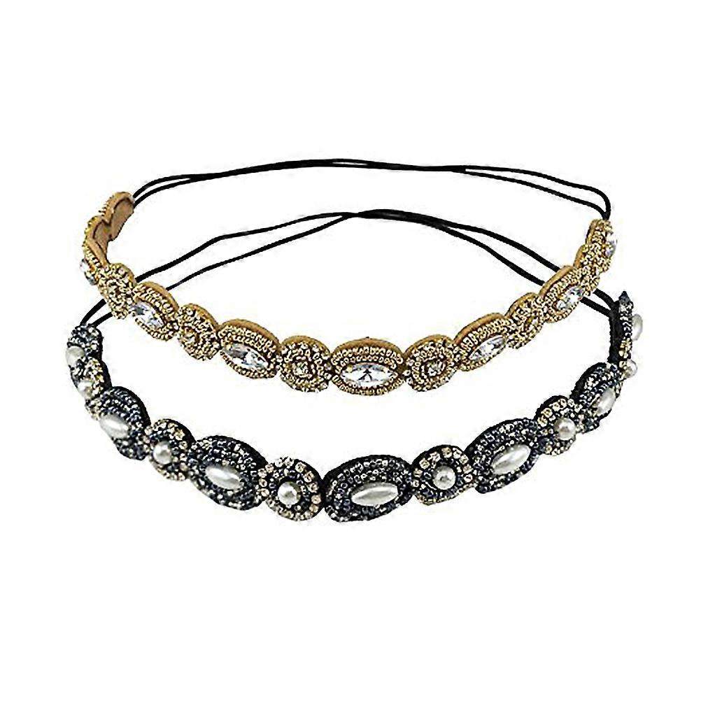 Beaded Headband for Hairdress with Top-class Quality and Comfortable Wearing 2pcs Assorted Color
