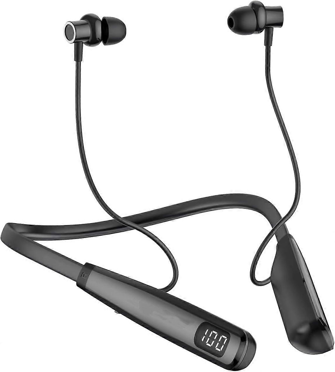 Wireless Waterproof Sports Earphones with 100 Hours of Playback time, Bluetooth Earphones with Microphone, in Ear Noise Reduction(Black)