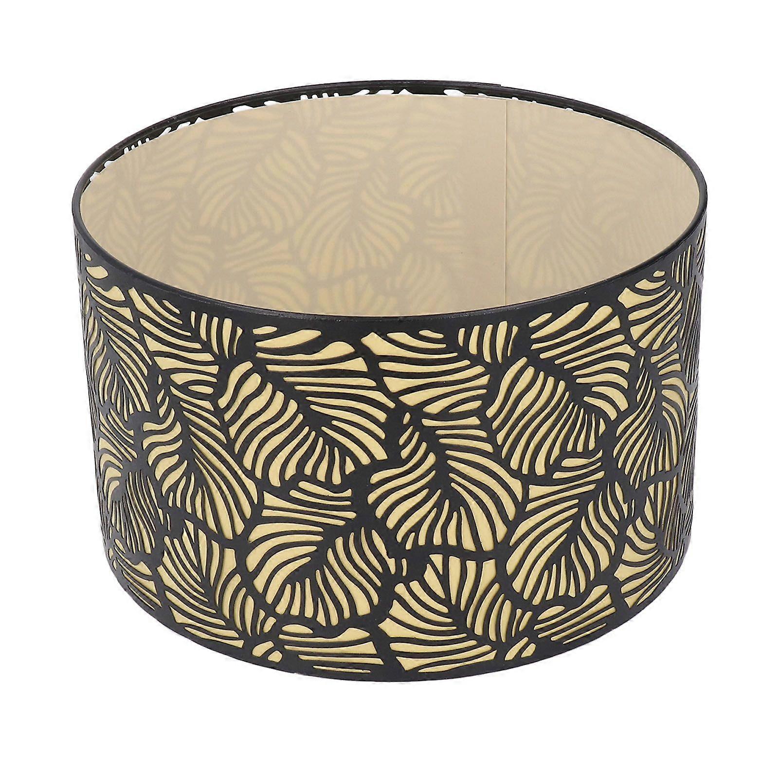 Black Hollow Metal Lampshade with Yellow Lining Metal Table Lamp Light Shade for E27 E14 Caliber Base