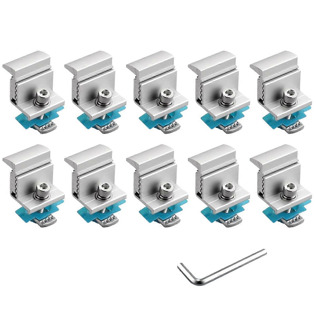10pcs Adjustable Solar Panel End Clamp for ,30-50mm Aluminum Solar Panel Mounting Brackets with Nuts