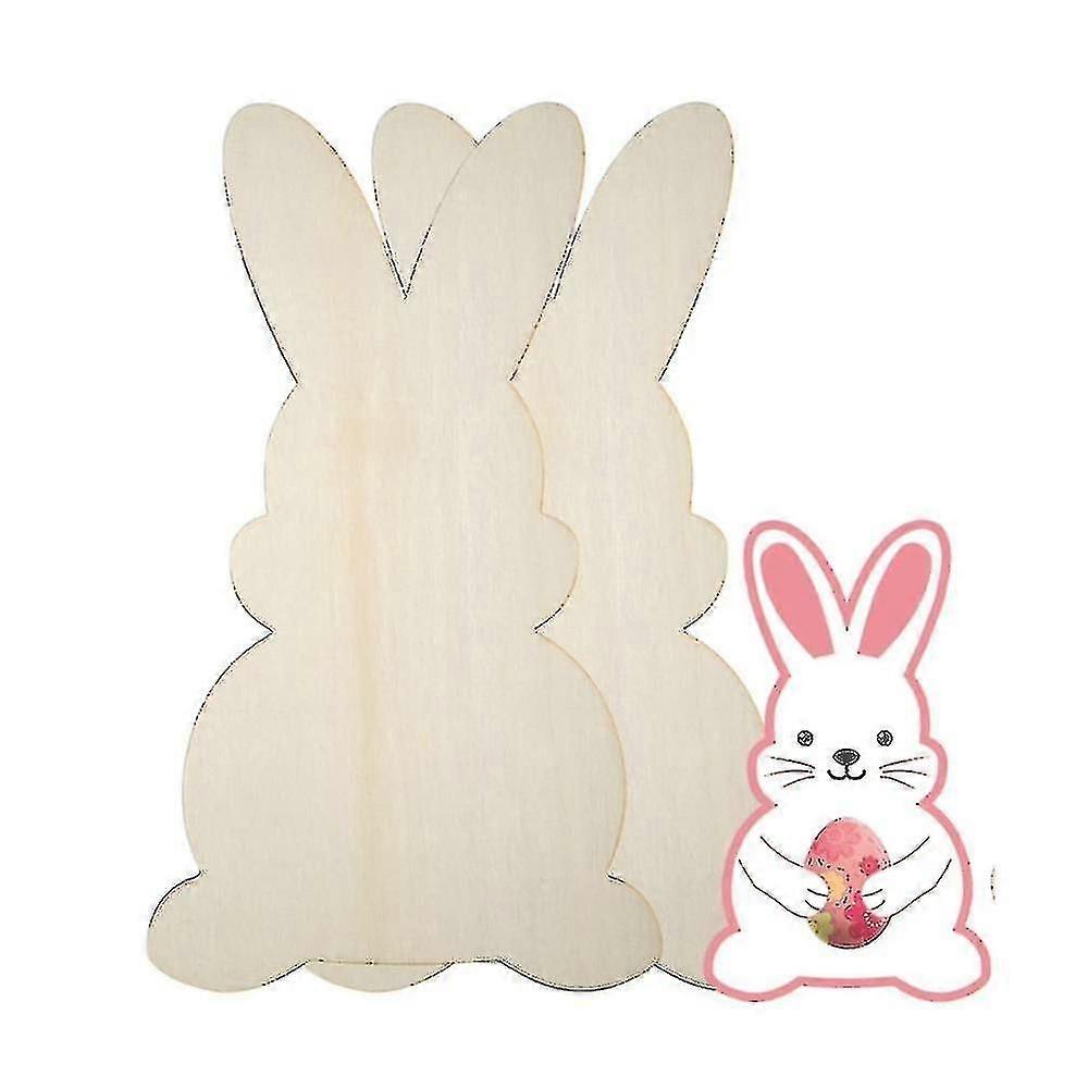 2024 أرنب عيد الفصح الكبير غير المكتمل خشبي أرنب شريحة الخشب انقطاع زخرفة للرسم ديكور الربيع عيد الفصح حزب الحرفية DIY