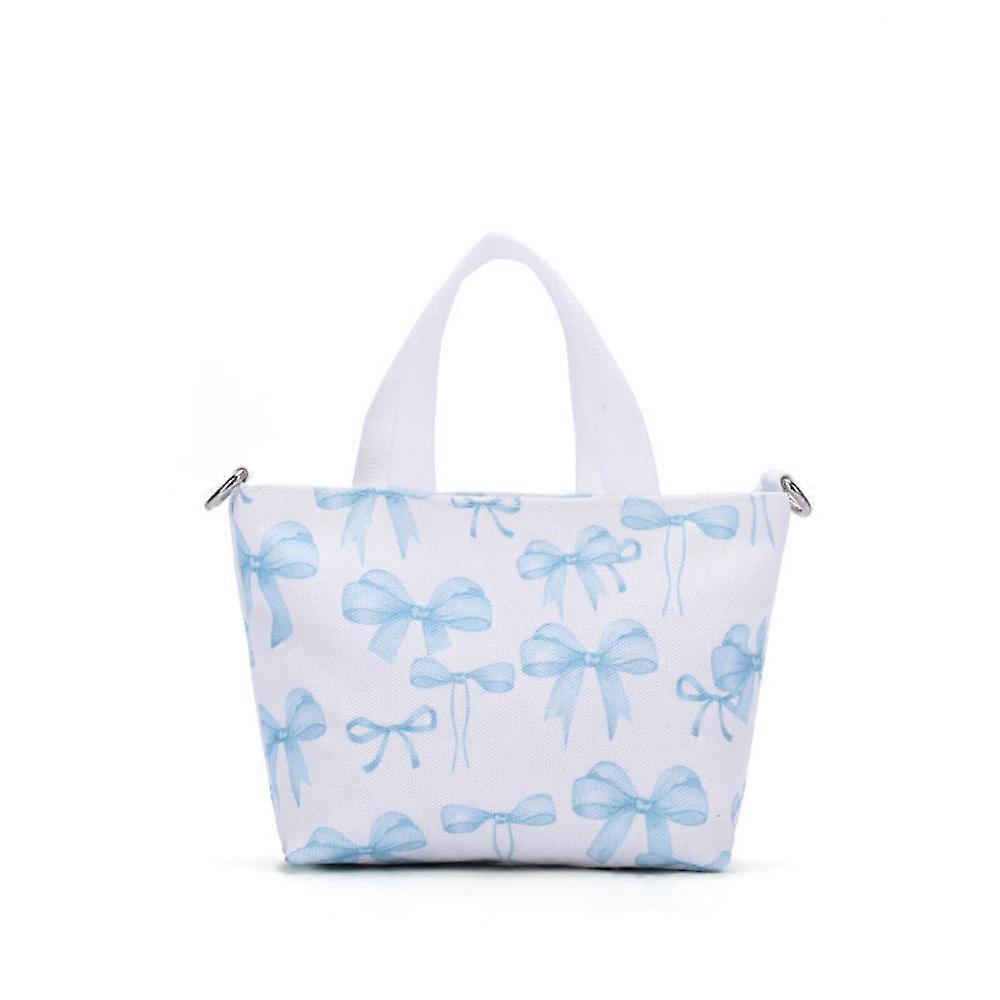 Small canvas tote bag with bow, women's shoulder bag for work and everyday use, 15 x 6.5 x 13.5 cm