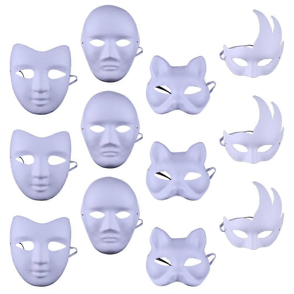 White Paper Mask Blank Pulp Craft Mask for Halloween 32Pcs